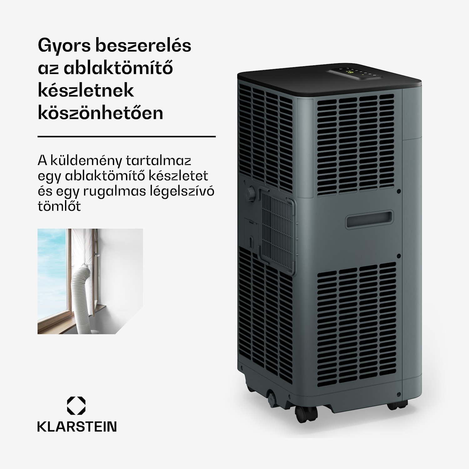 Breeze Box mobil légkondicionáló | 11000 BTU | 32 cm | 51 m² | A energiaosztály 11.000 BTU | Antracit