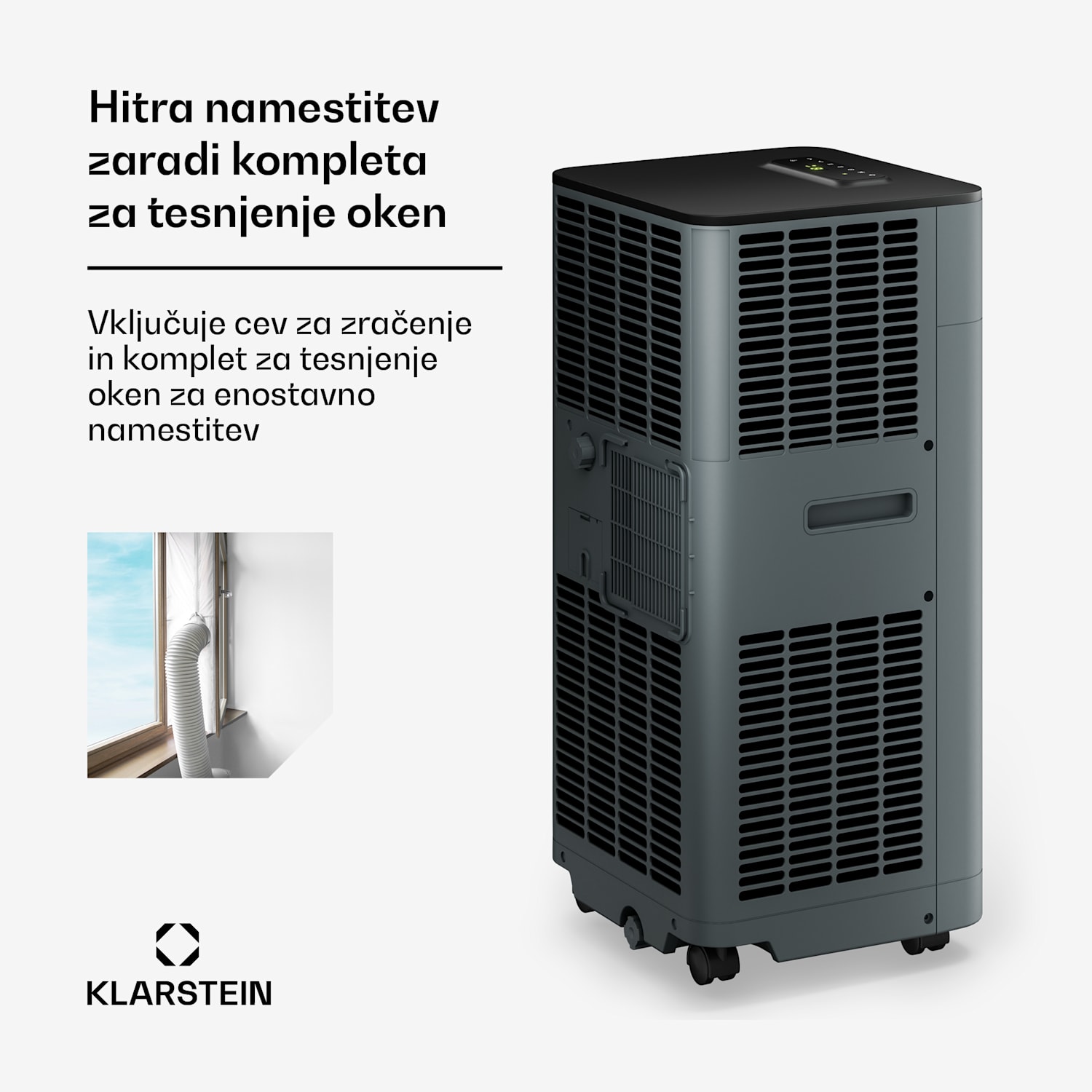 Breeze Box mobilna klimatska naprava | 11000 BTU | 32 cm | 51 m² | Energijski razred A 11.000 BTU | Antracit