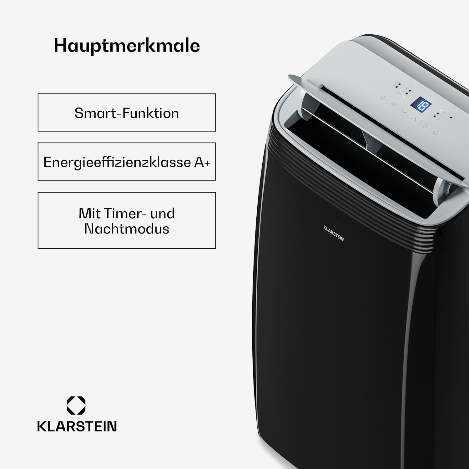 Grandbreeze Mobile Klimaanlage | 12000 BTU | 42 cm | 56 m² | Energieeffizienzklasse A+ 12.000 BTU | Ja | Schwarz