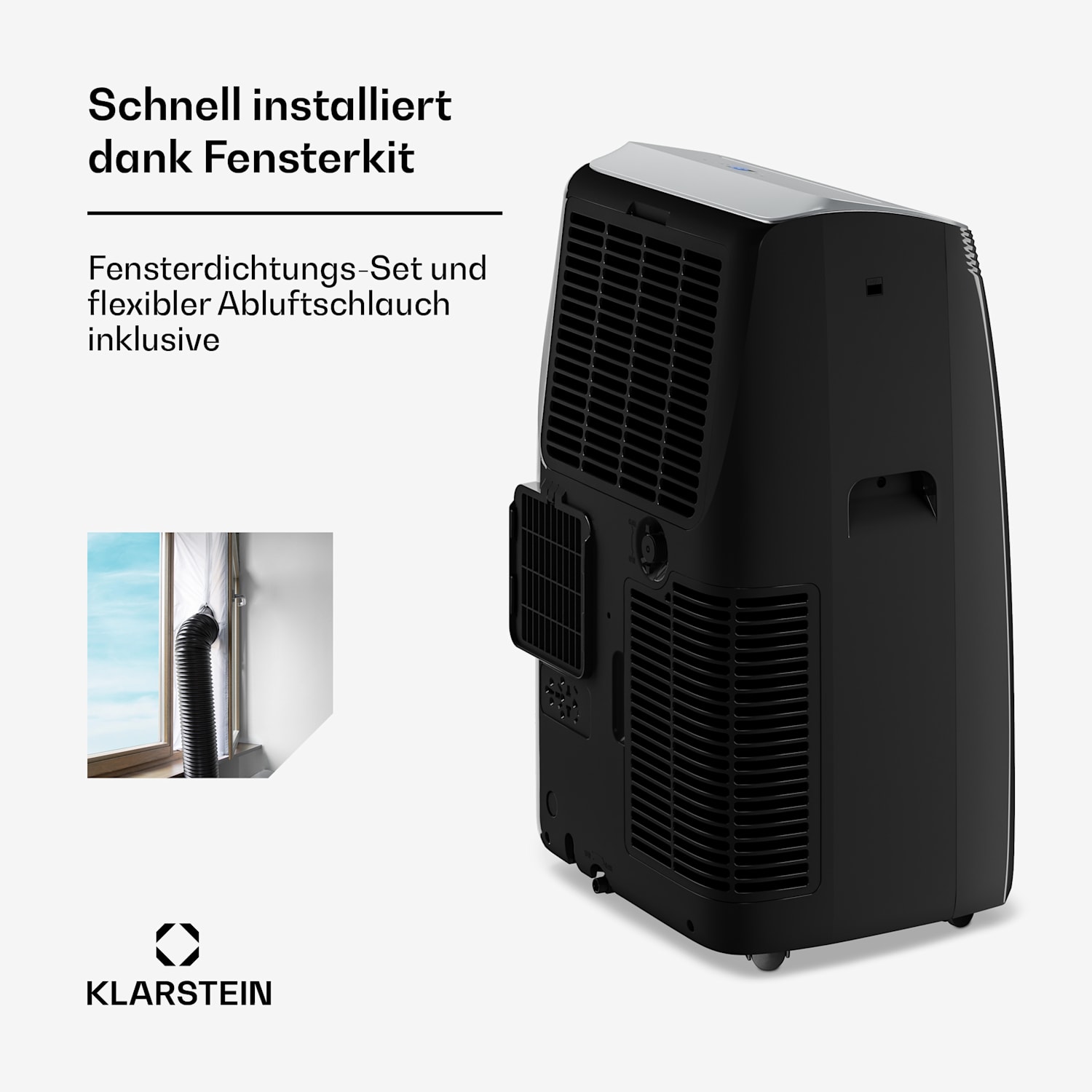 Grandbreeze Mobile Klimaanlage | 12000 BTU | 42 cm | 56 m² | Energieeffizienzklasse A+ 12.000 BTU | Ja | Schwarz