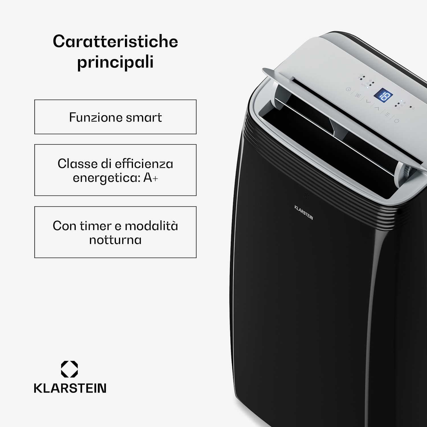 Grandbreeze - Condizionatore portatile | 12000 BTU | 42 cm | 56 m² | Classe di efficienza energetica A+ 12.000 BTU | Sì | Nero