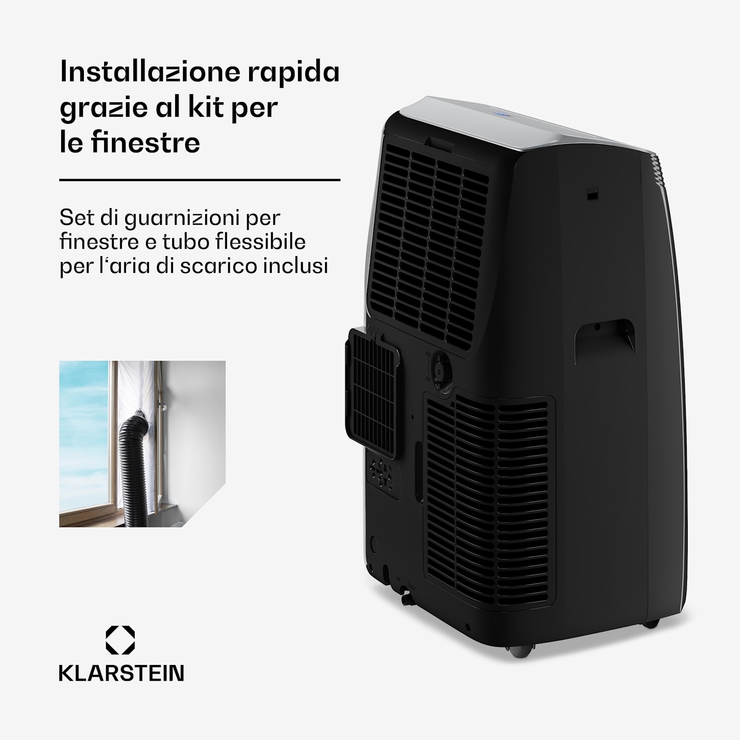 Grandbreeze - Condizionatore portatile | 12000 BTU | 42 cm | 56 m² | Classe di efficienza energetica A+ 12.000 BTU | Sì | Nero
