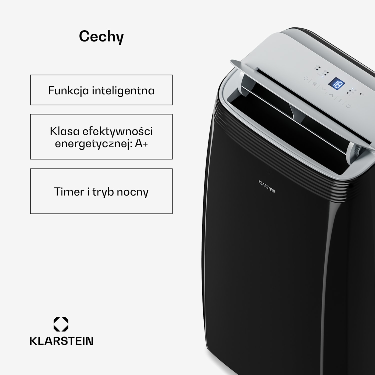 Grandbreeze klimatyzator przenośny | 12000 BTU | 42 cm | 56 m² | klasa energetyczna A+ 12.000 BTU | Tak | Czarny