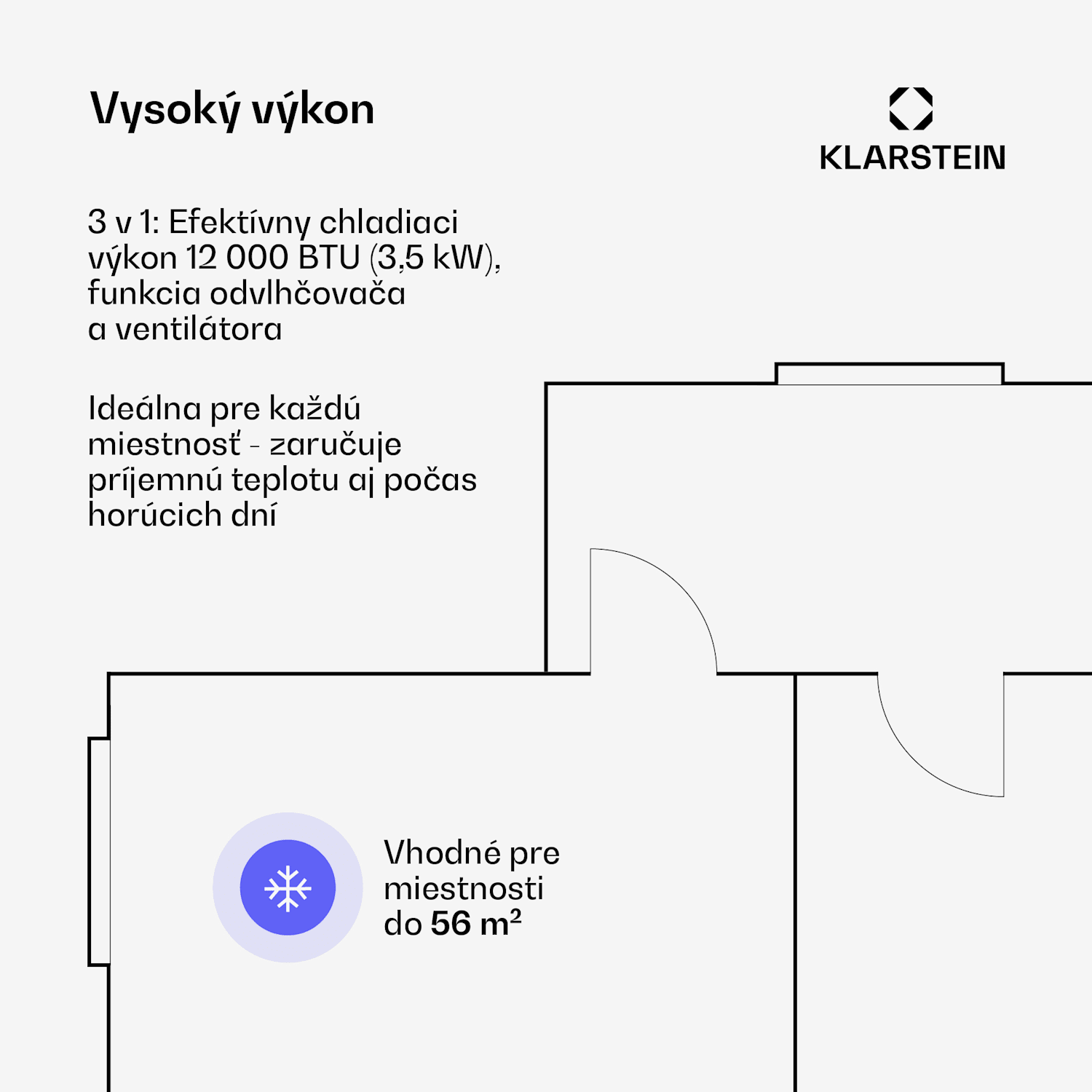 Grandbreeze mobilná klimatizácia | 12000 BTU | 42 cm | 56 m² | Energetická trieda A+ 12.000 BTU | Áno | Čierna