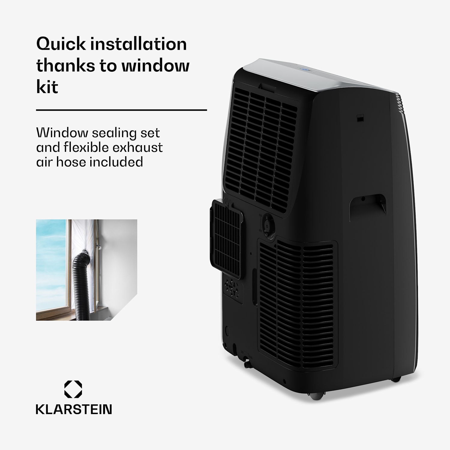 Ar condicionado portátil Grandbreeze | 12000 BTU | 42 cm | 56 m² | classe de eficiência energética A+ 12.000 BTU | Sim | Preto