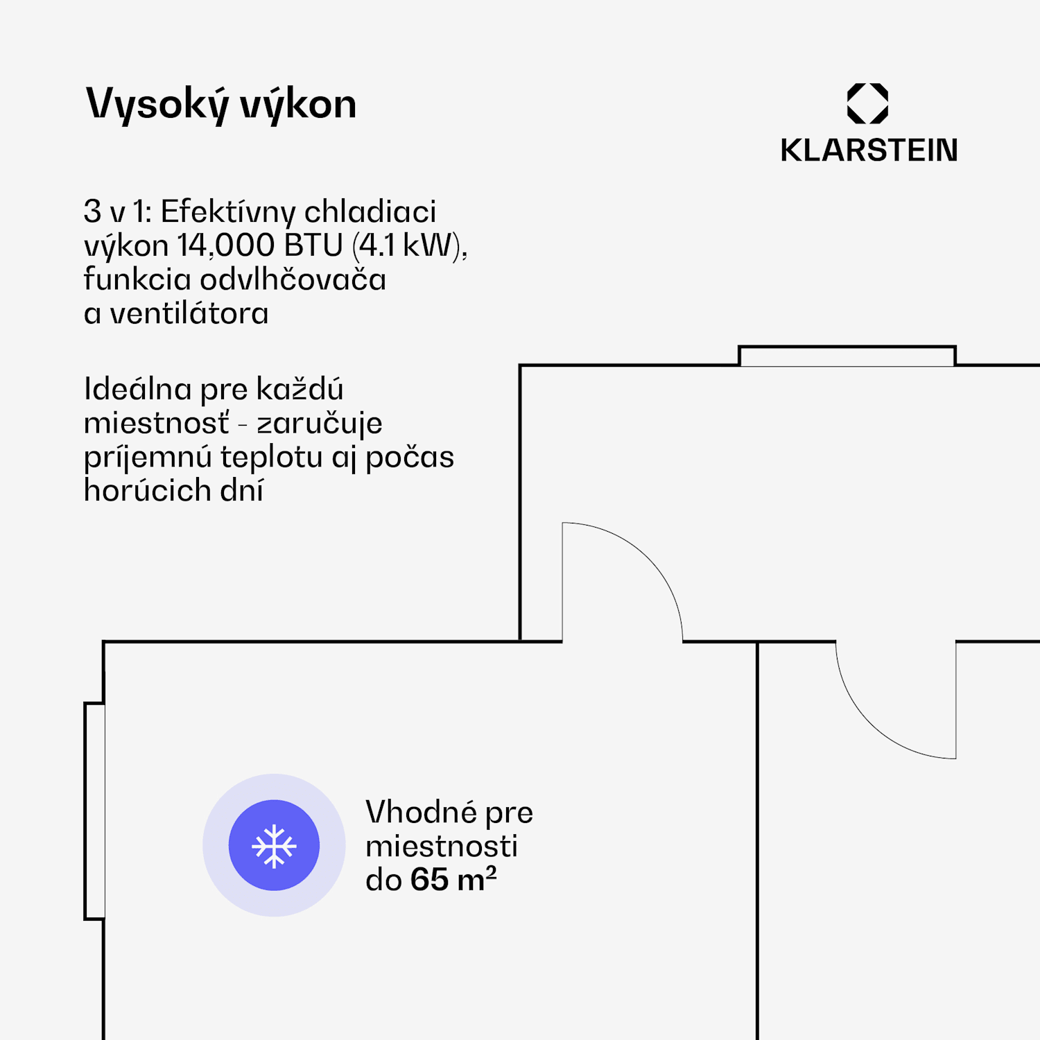 Grandbreeze mobilná klimatizácia | 14000 BTU | 42 cm | 65 m² | Energetická trieda A 14000 BTU | Áno | Biela