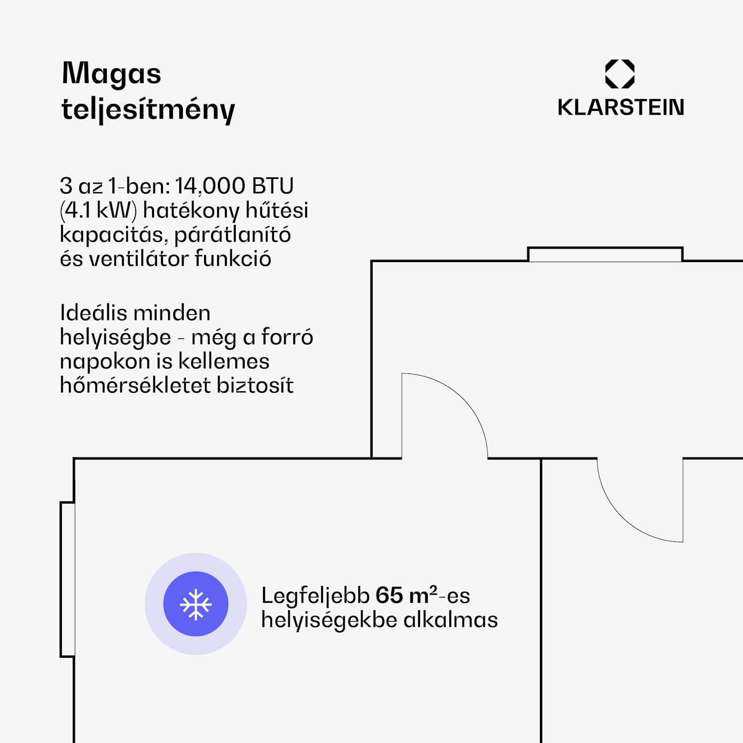 Grandbreeze mobil légkondicionáló | 14000 BTU | 42 cm | 65 m² | A energiaosztály 14000 BTU | Igen | Fekete