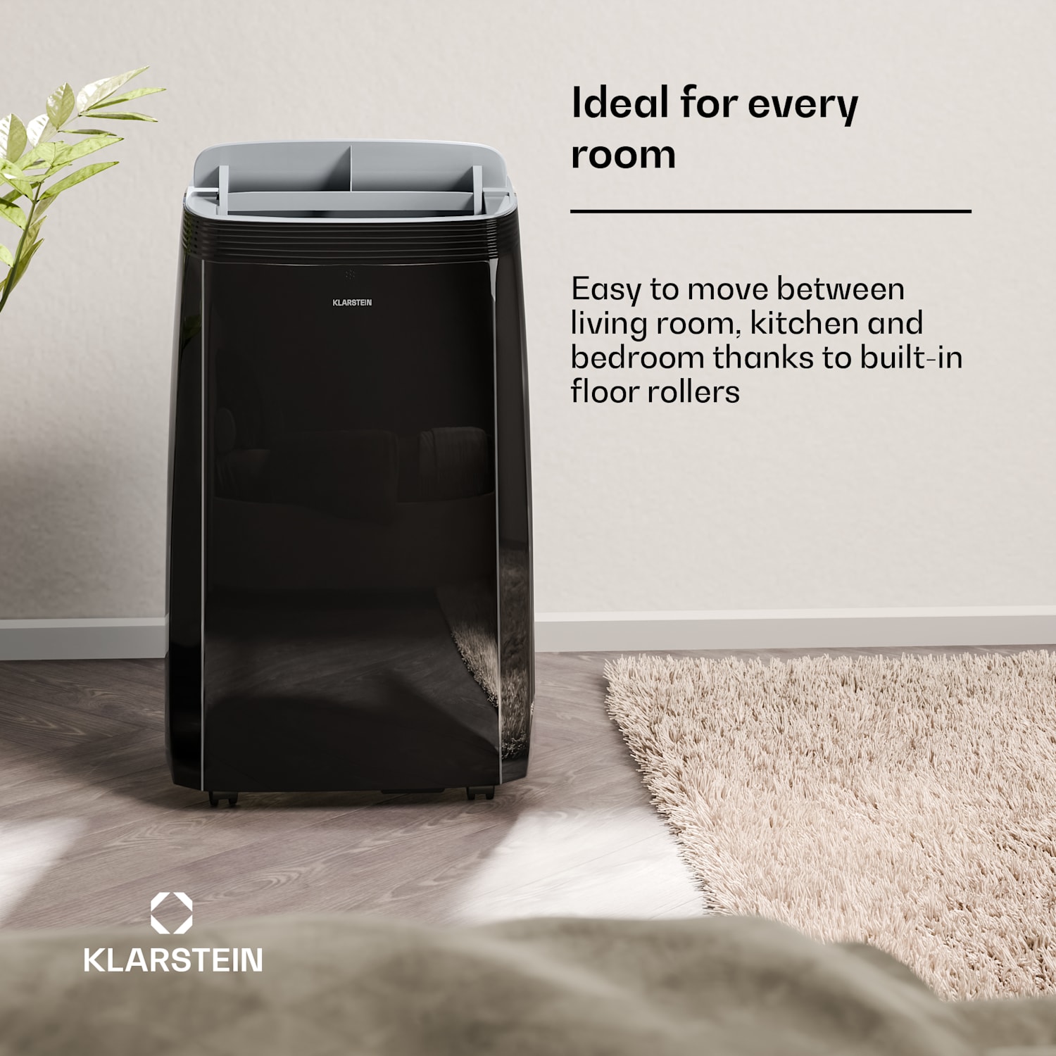 Grandbreeze siirrettävä ilmastointilaite | 14 000 BTU | 42 cm | 65 m² | Energiatehokkuusluokka A 14000 BTU | Kyllä | Musta