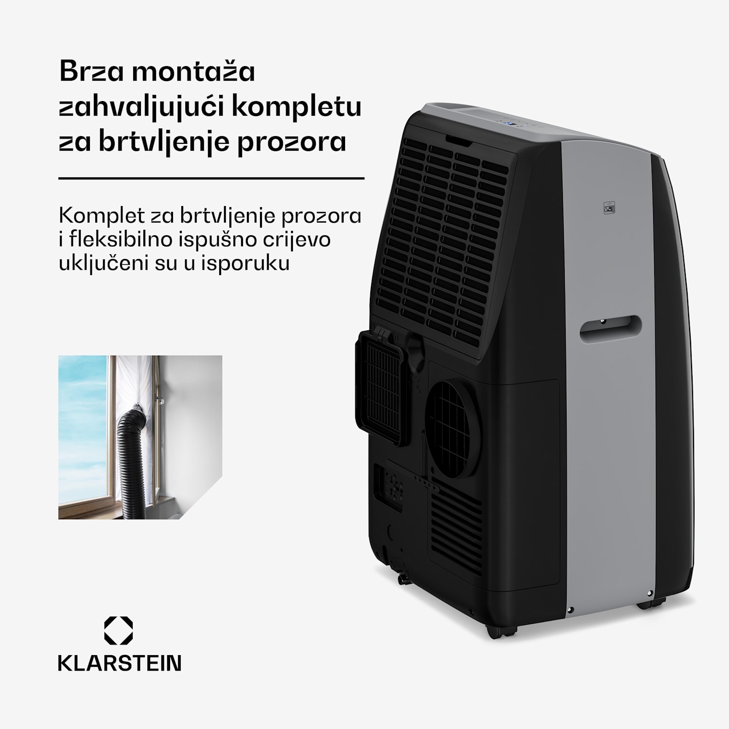 Grandbreeze mobilni klima uređaj | 16000 BTU | 40 cm | 82 m² | Energetski razred A 16.000 BTU | Da | Crna