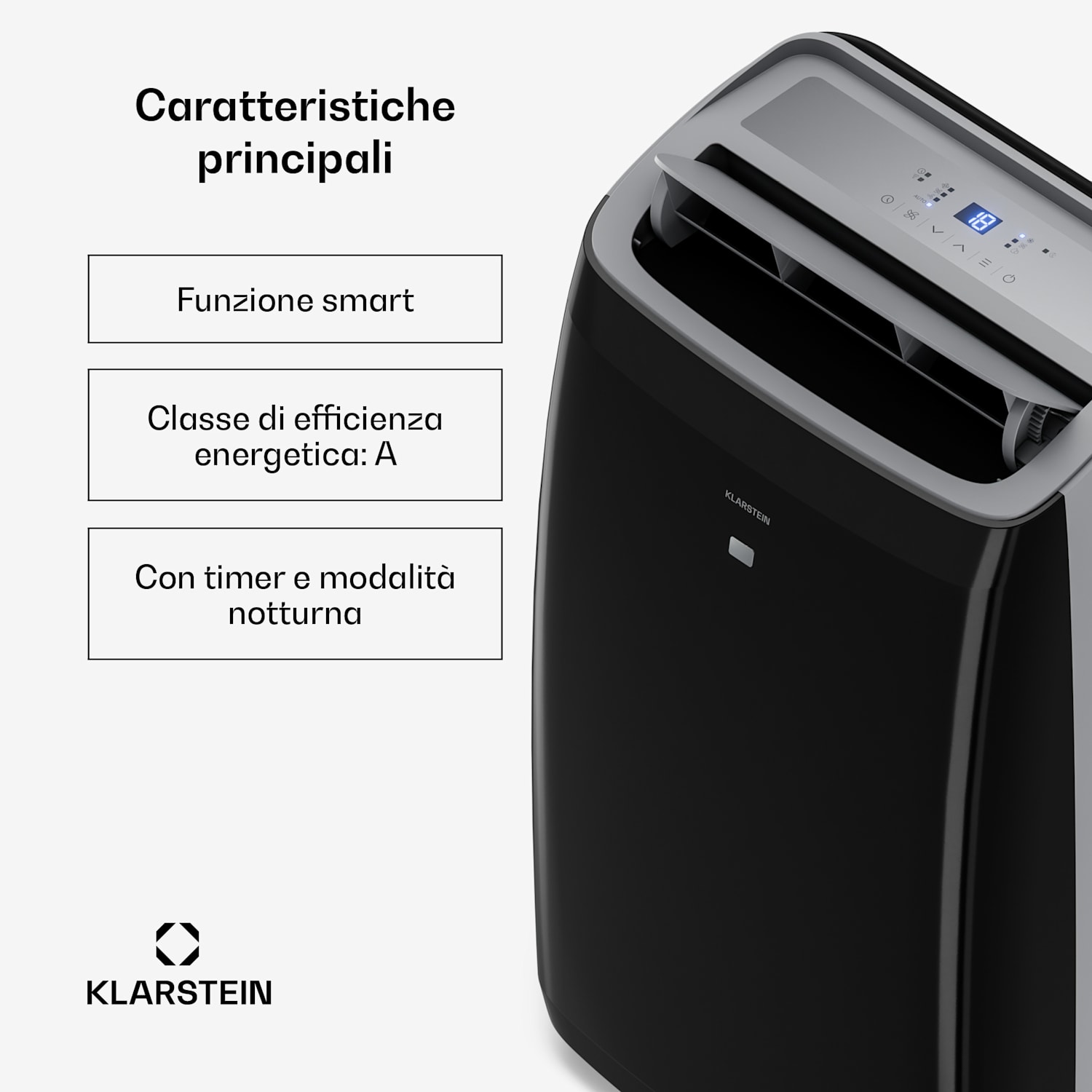 Grandbreeze - Condizionatore portatile | 16000 BTU | 40 cm | 82 m² | Classe di efficienza energetica A 16.000 BTU | Sì | Nero