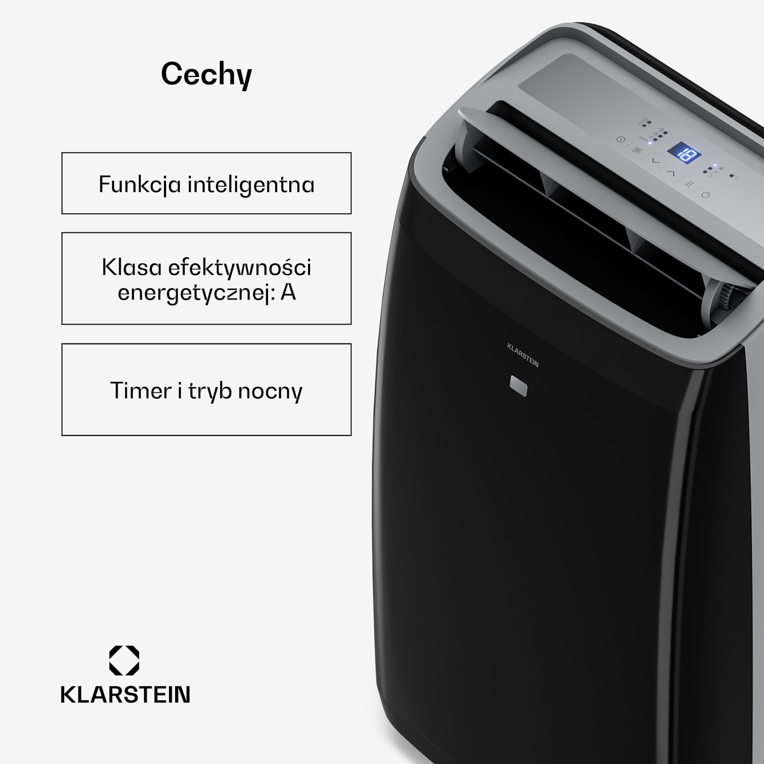 Grandbreeze klimatyzator przenośny | 16000 BTU | 40 cm | 82 m² | klasa energetyczna A 16.000 BTU | Tak | Czarny