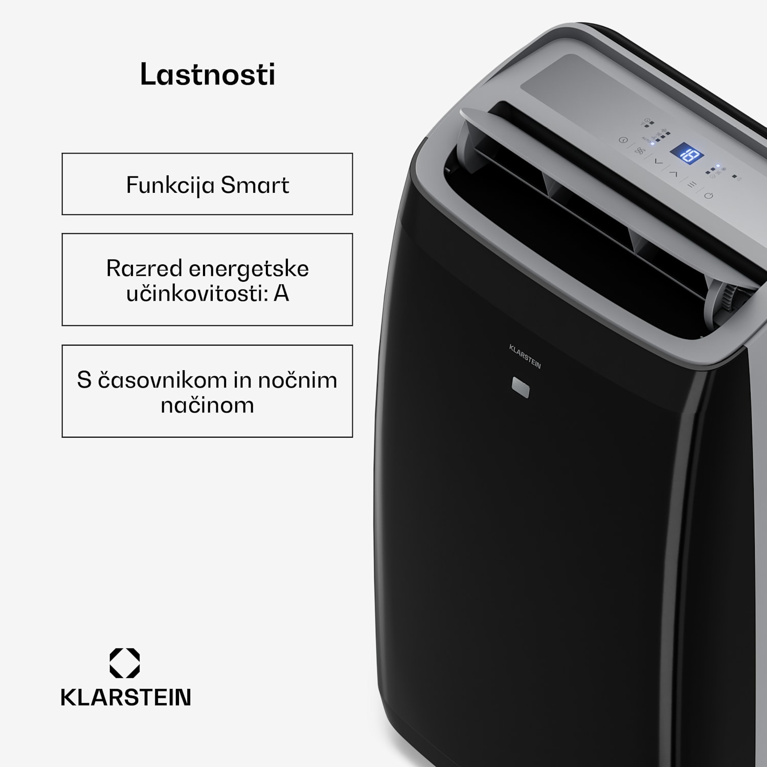 Grandbreeze mobilna klimatska naprava | 16000 BTU | 40 cm | 82 m² | Energijski razred A 16.000 BTU | Da | Črna