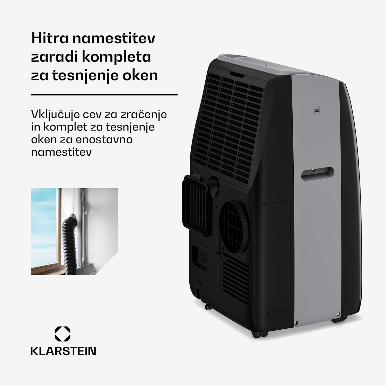 Grandbreeze mobilna klimatska naprava | 16000 BTU | 40 cm | 82 m² | Energijski razred A 16.000 BTU | Da | Črna