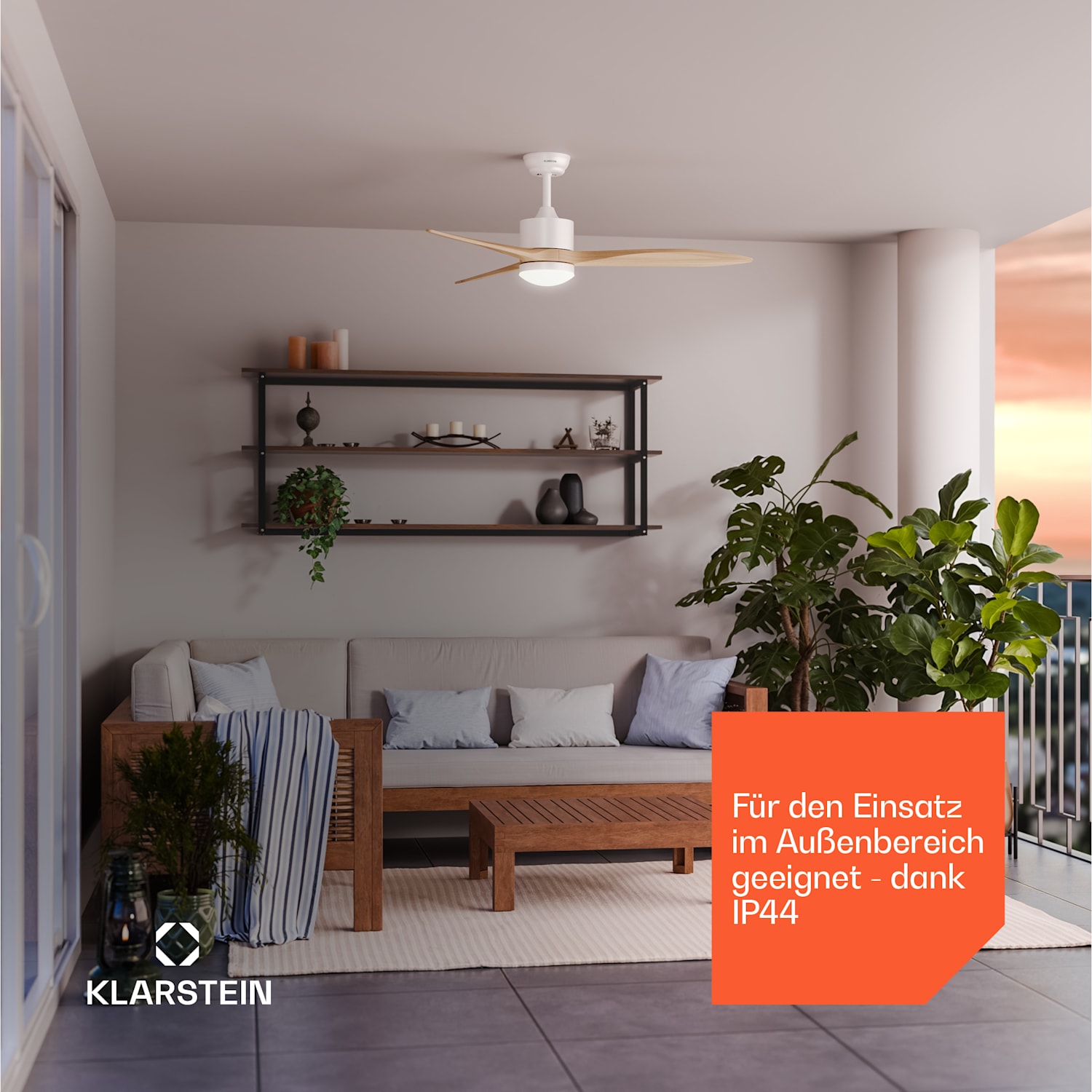 SkyBreeze Smarter Deckenventilator mit Licht | 132 cm | 27 W | Leise | LED | Holz 132 cm (Räume 13–25 m²) | WLAN + Fernbedienung | Ahorn