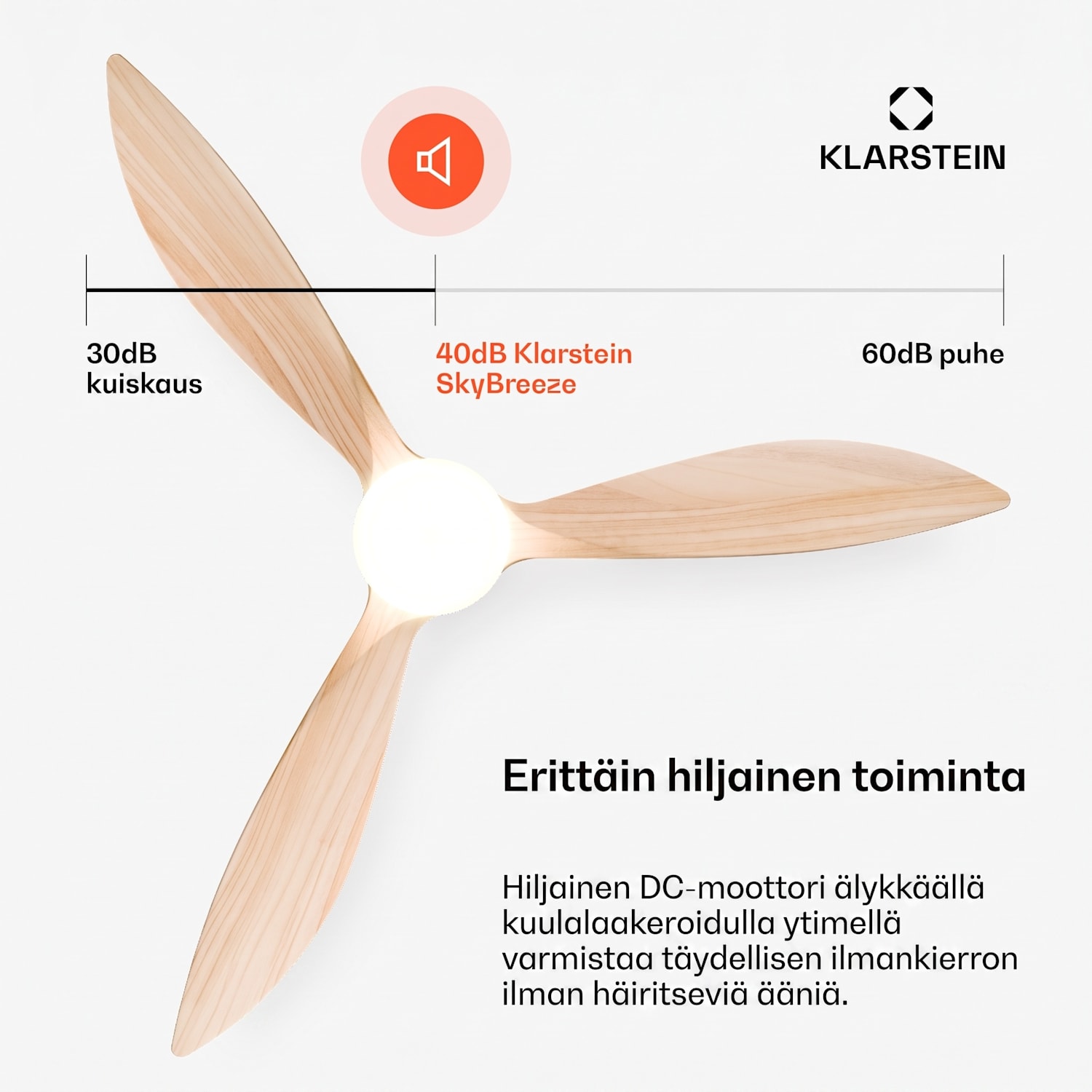 SkyBreeze älykäs kattotuuletin valolla | 132 cm | 27 W | Hiljainen | LED | Puu 132 cm (huoneet 13-25 m²) | WIFI + kaukosäädin | Vaahtera