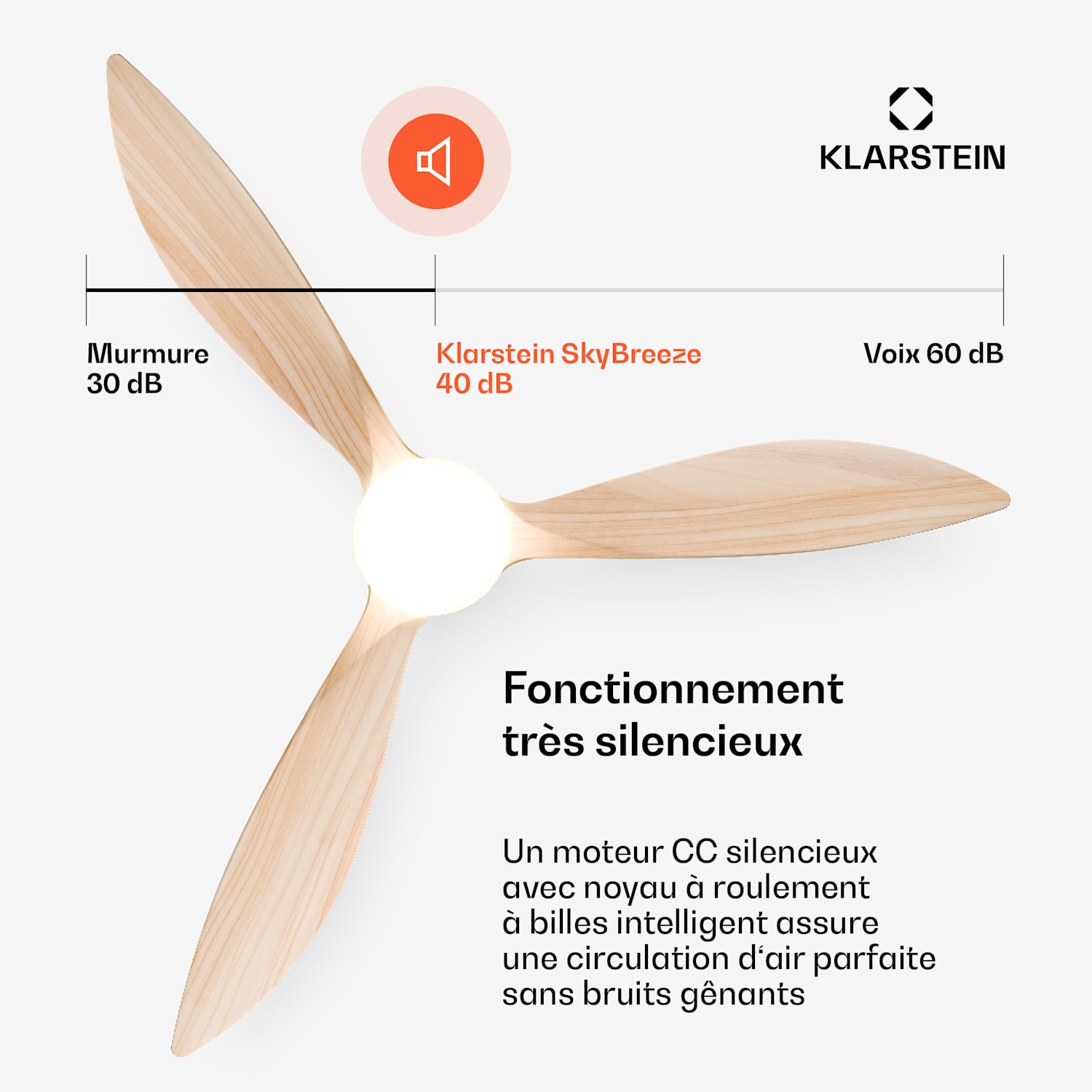 SkyBreeze slimme plafondventilator met licht | 132 cm | 27 W | Stil | LED | Hout 132 cm (kamers 13–25 m²) | WIFI + Afstandsbediening | Maple