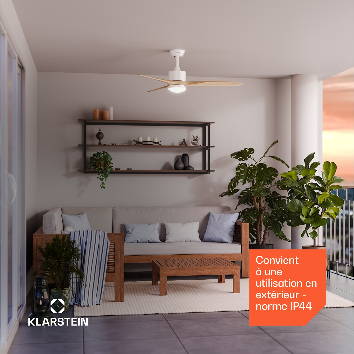 SkyBreeze slimme plafondventilator met licht | 132 cm | 27 W | Stil | LED | Hout 132 cm (kamers 13–25 m²) | WIFI + Afstandsbediening | Maple