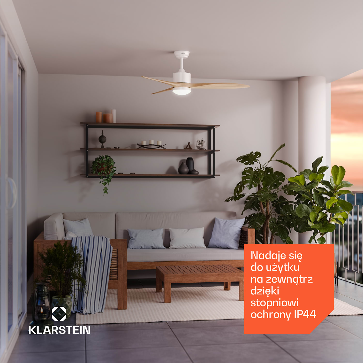 SkyBreeze Smarter wentylator sufitowy z oświetleniem | 132 cm | 27 W | Cichy | LED | Drewno 132 cm (pomieszczenia 13–25 m²) | WIFI + Pilot zdalnego sterowania | Klon