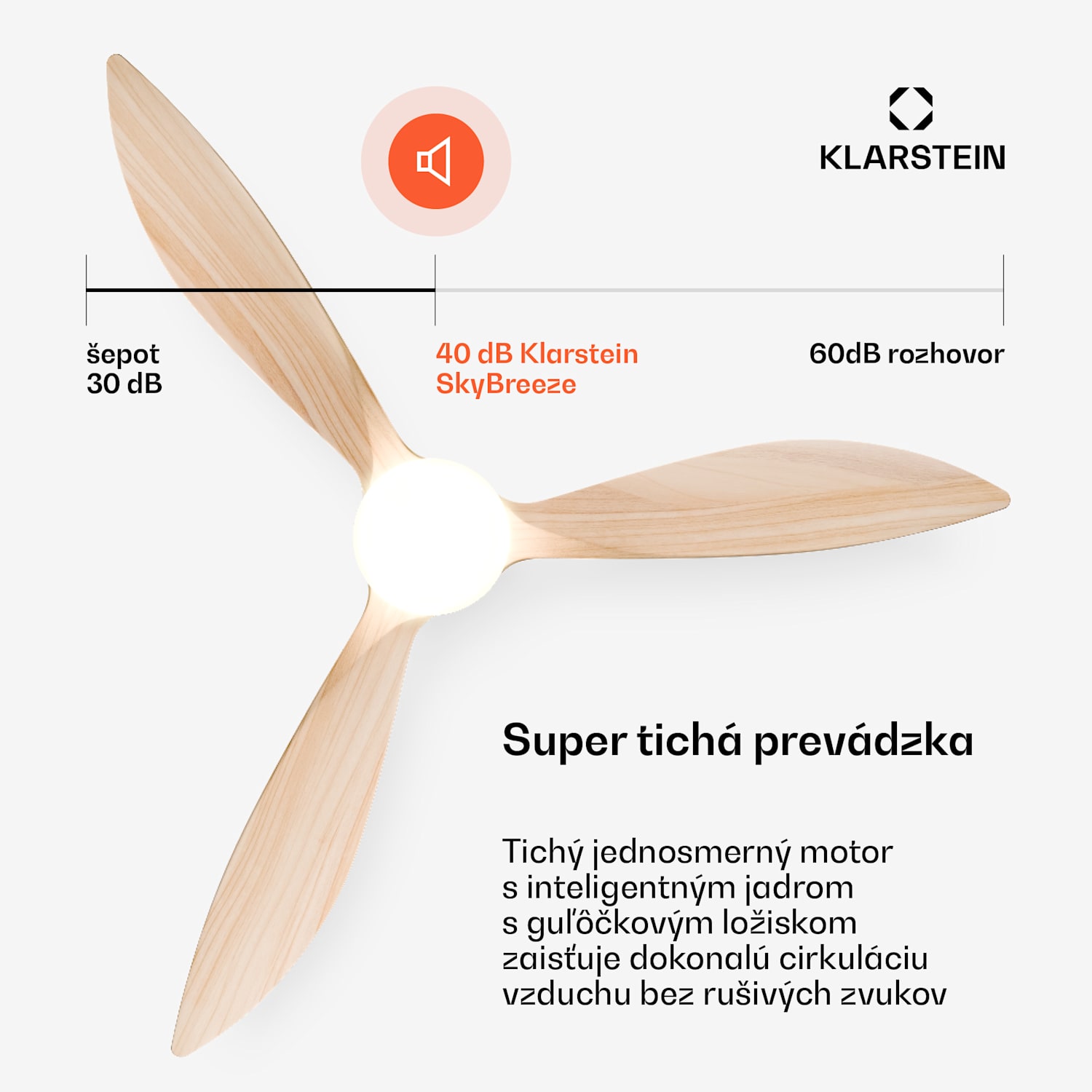 SkyBreeze inteligentný stropný ventilátor so svetlom | 132 cm | 27 W | Tichý | LED | Drevo 132 cm (izby 13–25 m²) | WIFI + diaľkové ovládanie | Javor