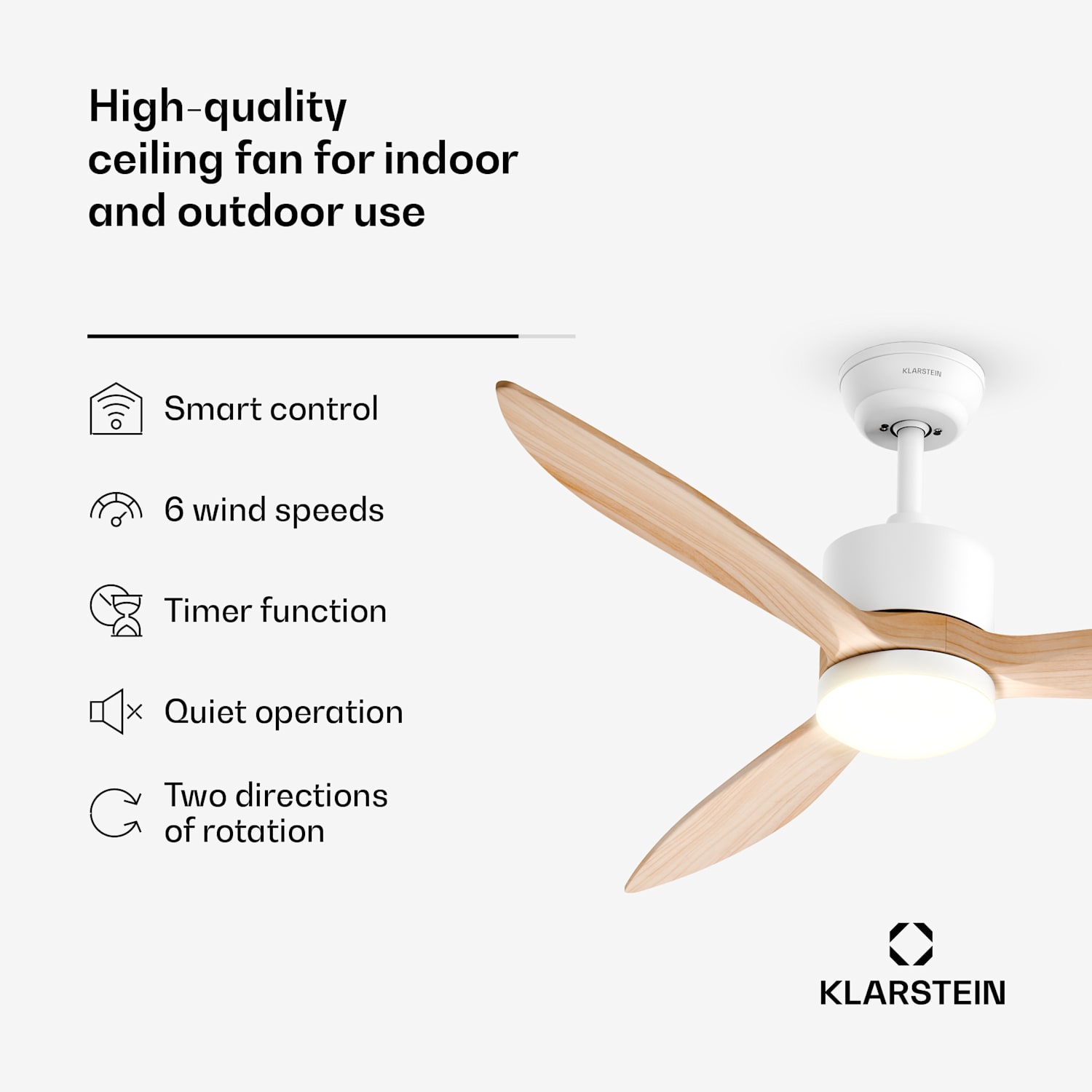 SkyBreeze älykäs kattotuuletin valolla | 132 cm | 27 W | Hiljainen | LED | Puu 132 cm (huoneet 13-25 m²) | WIFI + kaukosäädin | Vaahtera