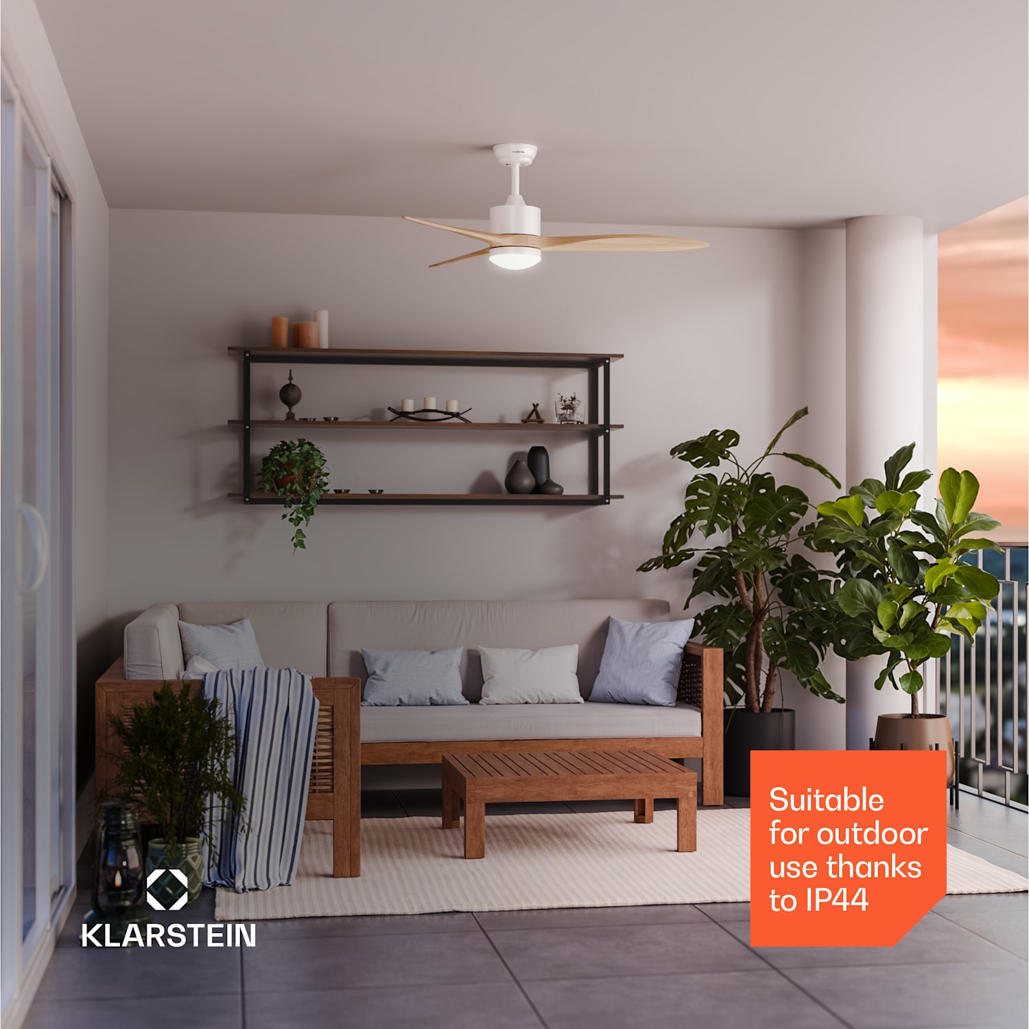 SkyBreeze älykäs kattotuuletin valolla | 132 cm | 27 W | Hiljainen | LED | Puu 132 cm (huoneet 13-25 m²) | WIFI + kaukosäädin | Vaahtera