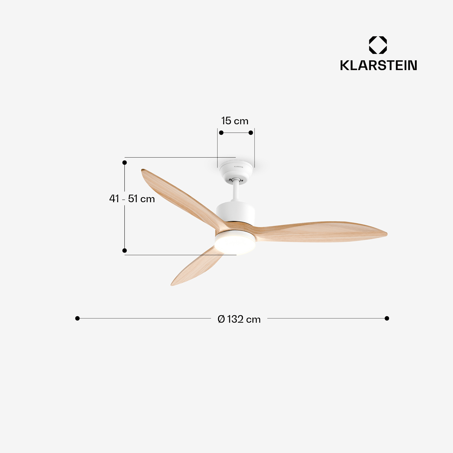 SkyBreeze Smarter Deckenventilator mit Licht | 132 cm | 27 W | Leise | LED | Holz 132 cm (Räume 13–25 m²) | WLAN + Fernbedienung | Ahorn