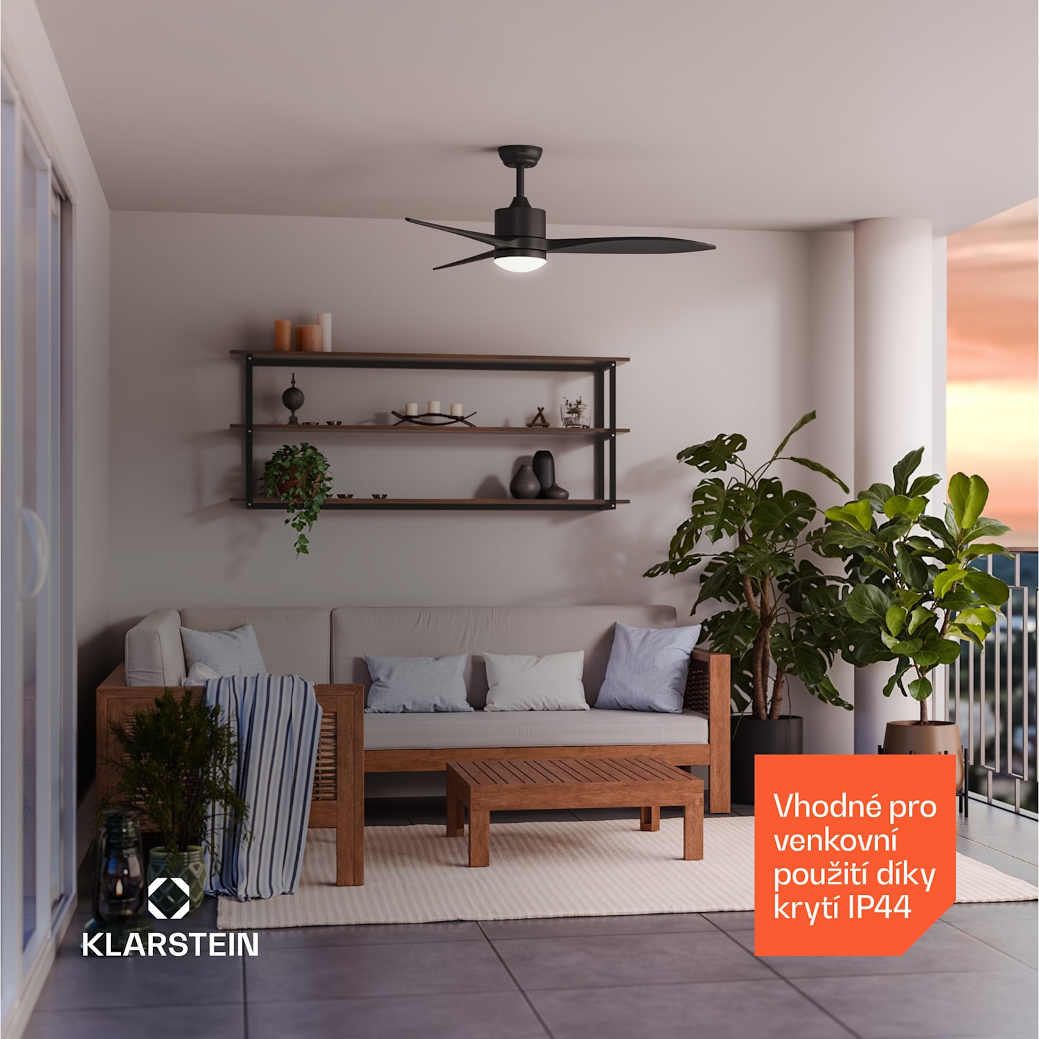 SkyBreeze inteligentní stropní ventilátor se světlem | 132 cm | 27 W | Tichý | LED | Dřevo 132 cm (místnosti 13–25 m²) | WIFI + dálkové ovládání | Černá