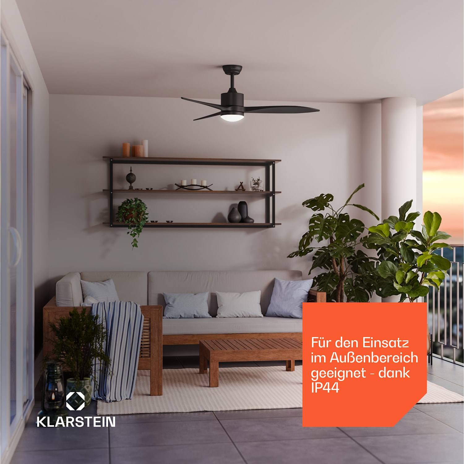 SkyBreeze Smarter Deckenventilator mit Licht | 132 cm | 27 W | Leise | LED | Holz 132 cm (Räume 13–25 m²) | WLAN + Fernbedienung | Schwarz