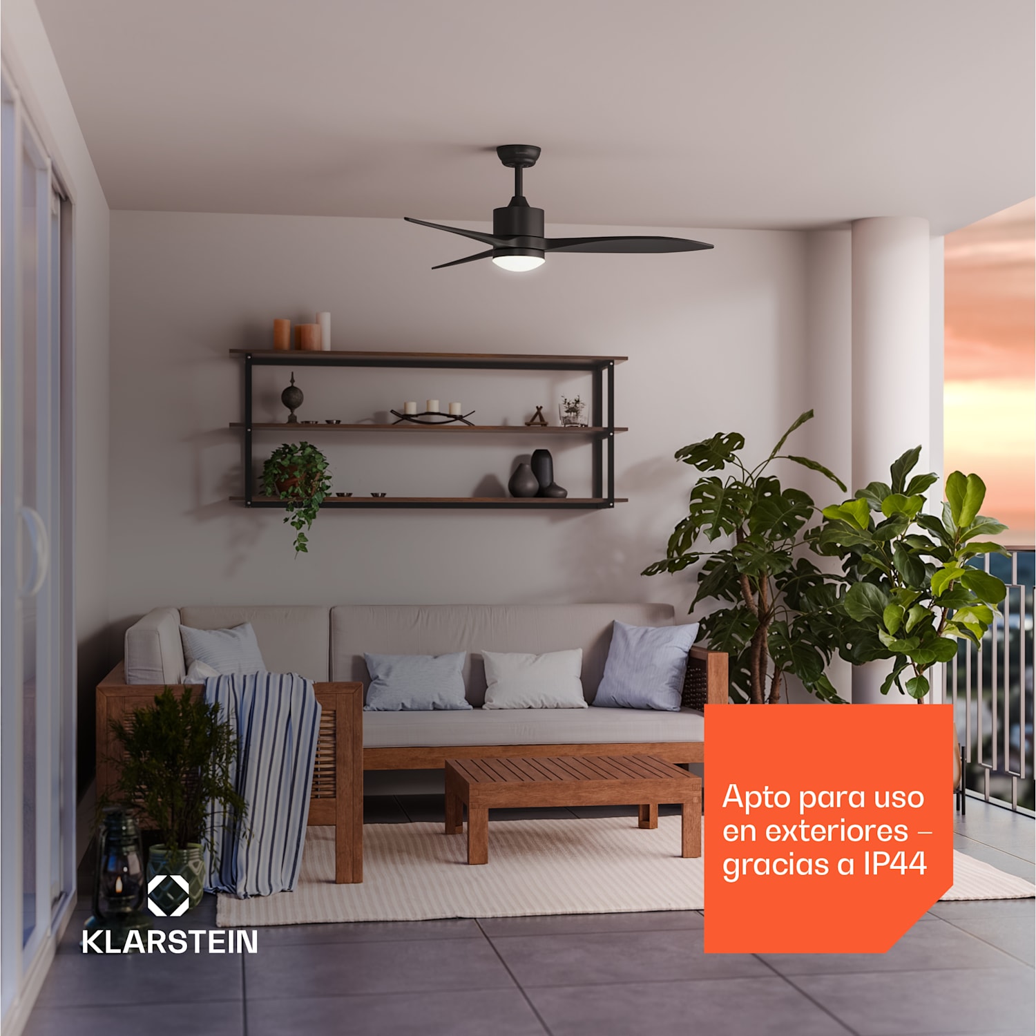 SkyBreeze ventilador de techo inteligente con luz | 132 cm | 27 W | Silencioso | LED | Madera 132 cm (habitaciones de 13 a 25 m²) | WIFI + Control remoto | Negro