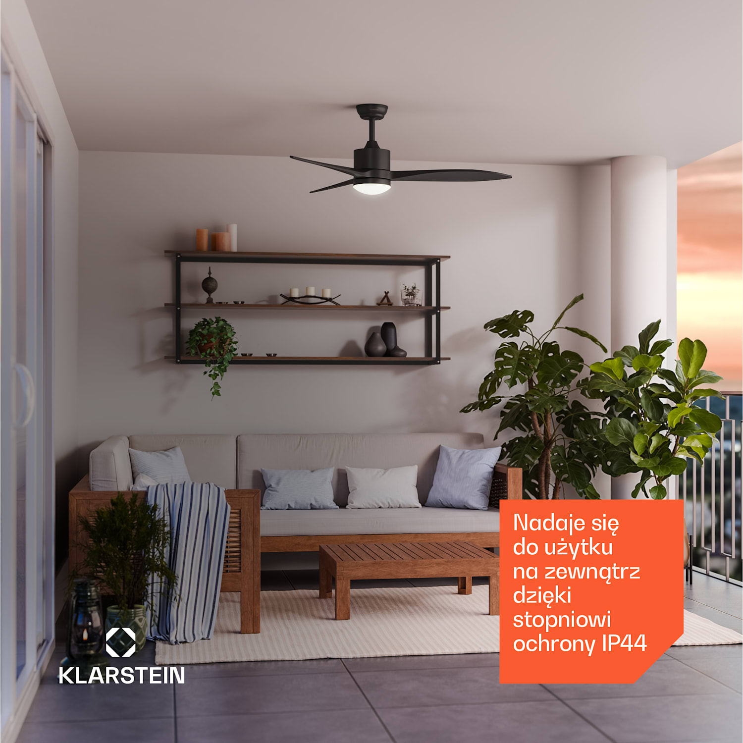 SkyBreeze inteligentny wentylator sufitowy z oświetleniem | 132 cm | 27 W | cichy | LED | drewno 132 cm (pomieszczenia 13–25 m²) | WIFI + Pilot zdalnego sterowania | Czarny