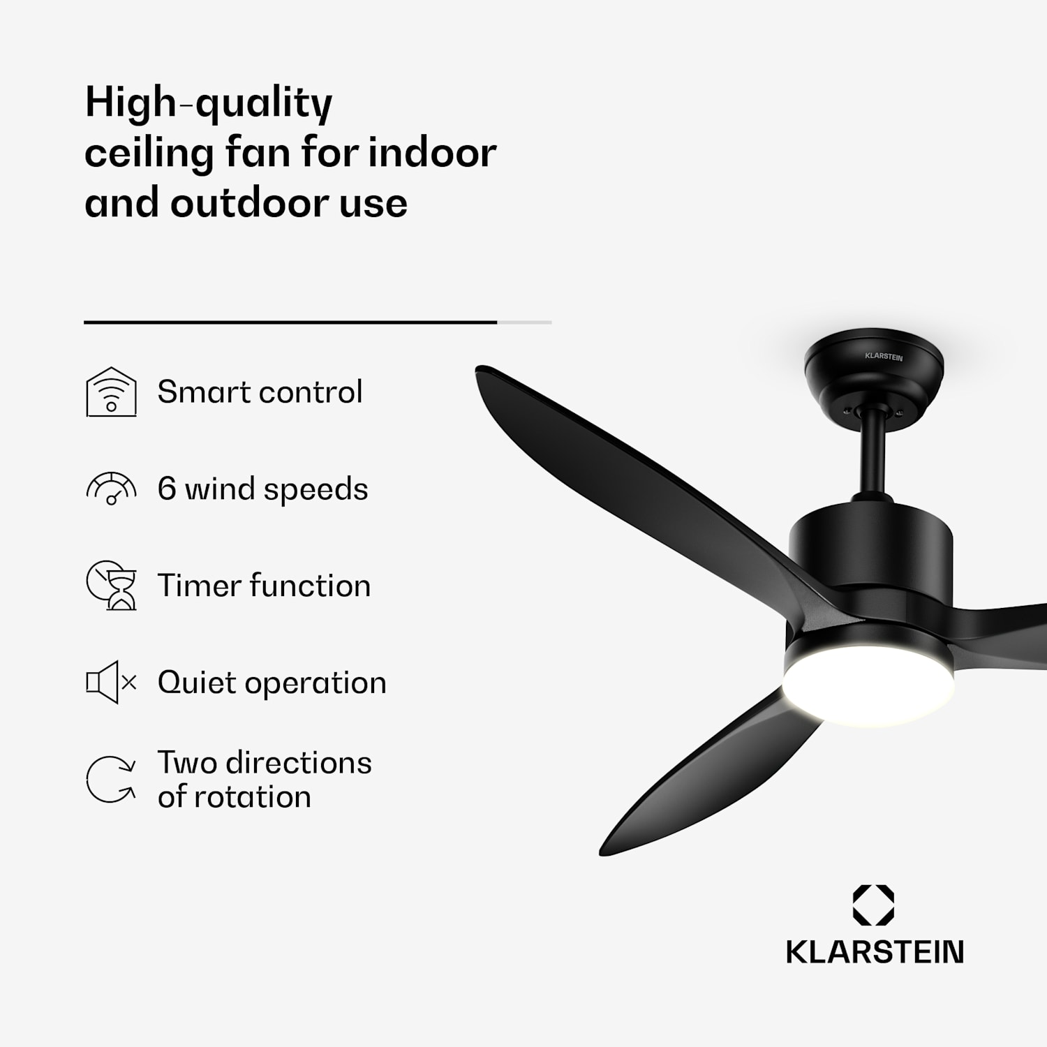 SkyBreeze älykäs kattotuuletin valolla | 132 cm | 27 W | Hiljainen | LED | Puu 132 cm (huoneet 13-25 m²) | WIFI + kaukosäädin | Musta