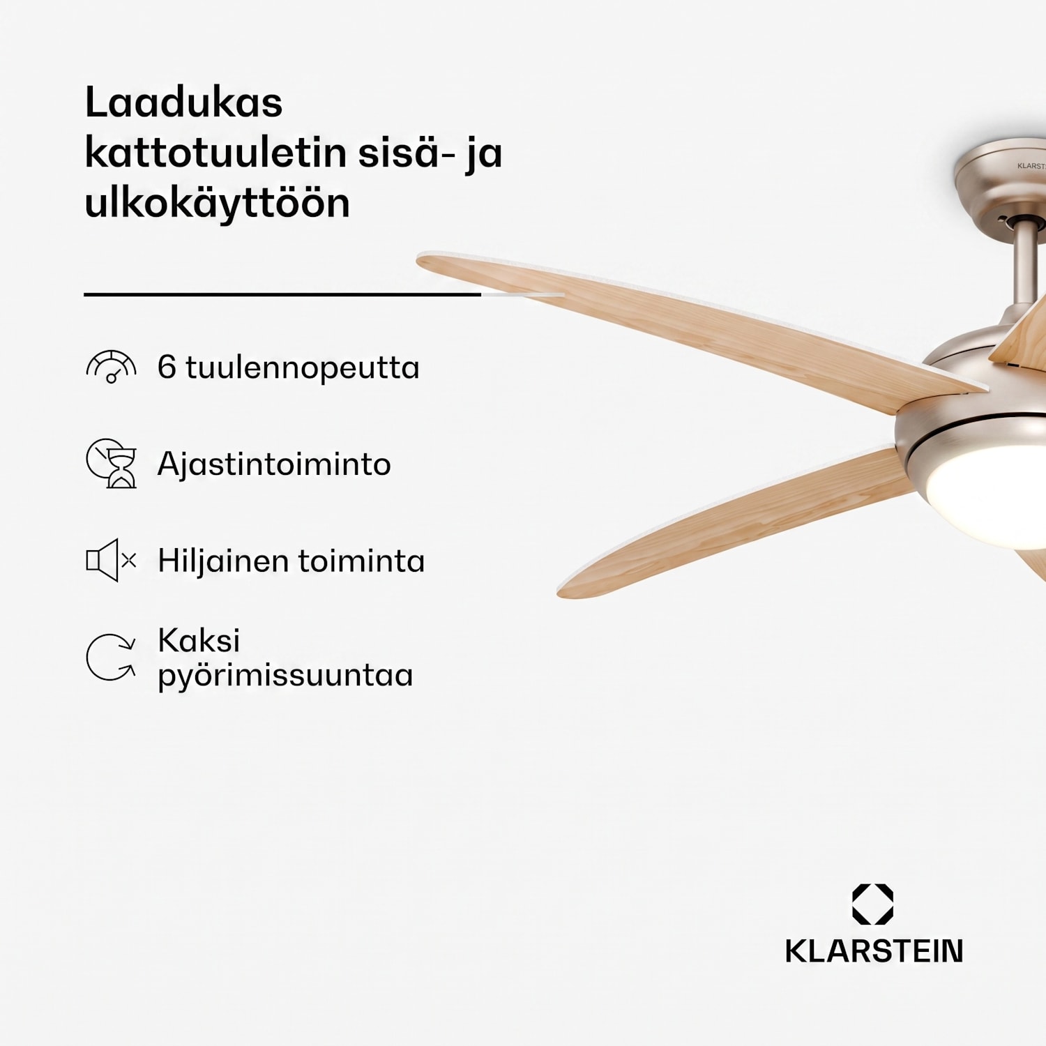 Bolero kattotuuletin valolla | 132 cm | 35 W | Hiljainen käyttö | Puu 132 cm (huoneet 13-25 m²) | Kaukosäädin | Vaahtera