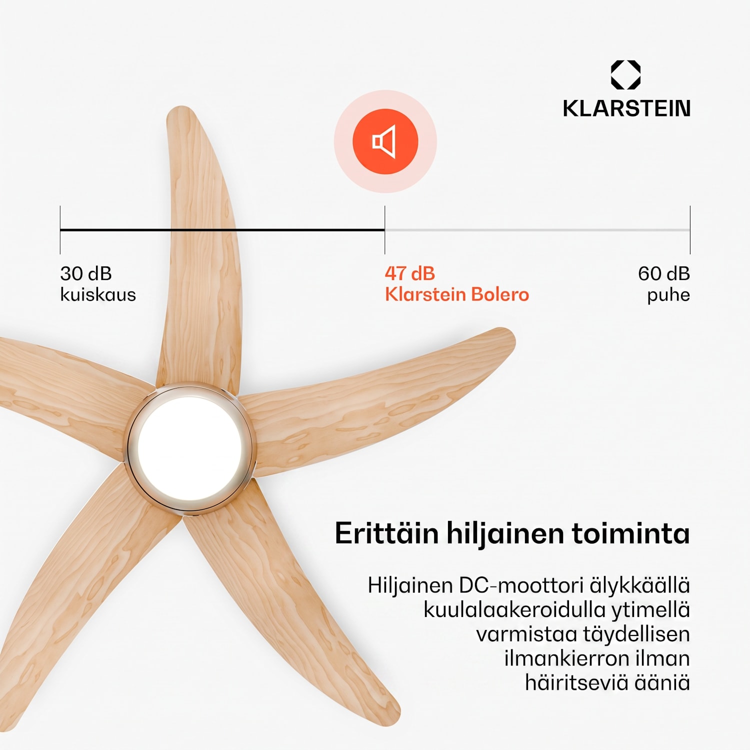 Bolero kattotuuletin valolla | 132 cm | 35 W | Hiljainen käyttö | Puu 132 cm (huoneet 13-25 m²) | Kaukosäädin | Vaahtera