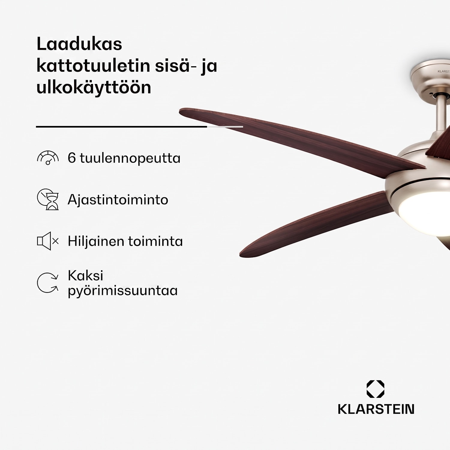 Bolero kattotuuletin valolla | 132 cm | 35 W | Hiljainen käyttö | Puu 