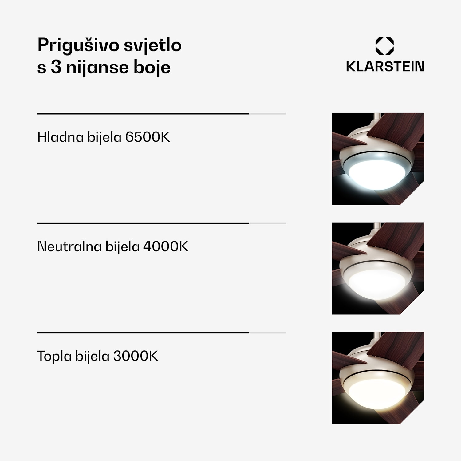 Bolero stropni ventilator sa svjetlom | 132 cm | 35 W | Tihi rad | Drvo 132 cm (sobe 13–25 m²) | Daljinski upravljač | Orah