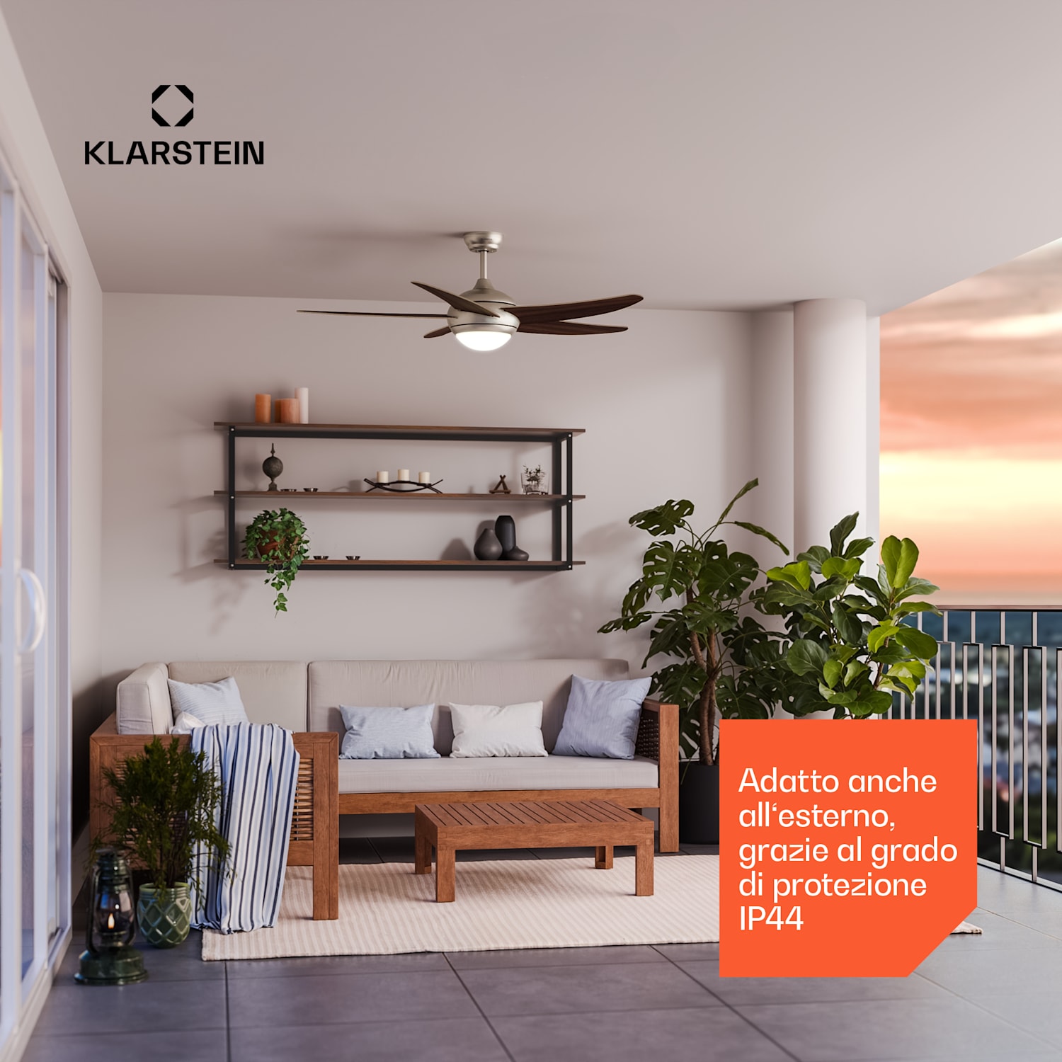 Bolero - Ventilatore da soffitto con lampada | 132 cm | 35 W | Funzionamento silenzioso | Legno 132 cm (stanze 13–25 m²) | Telecomando | Noce