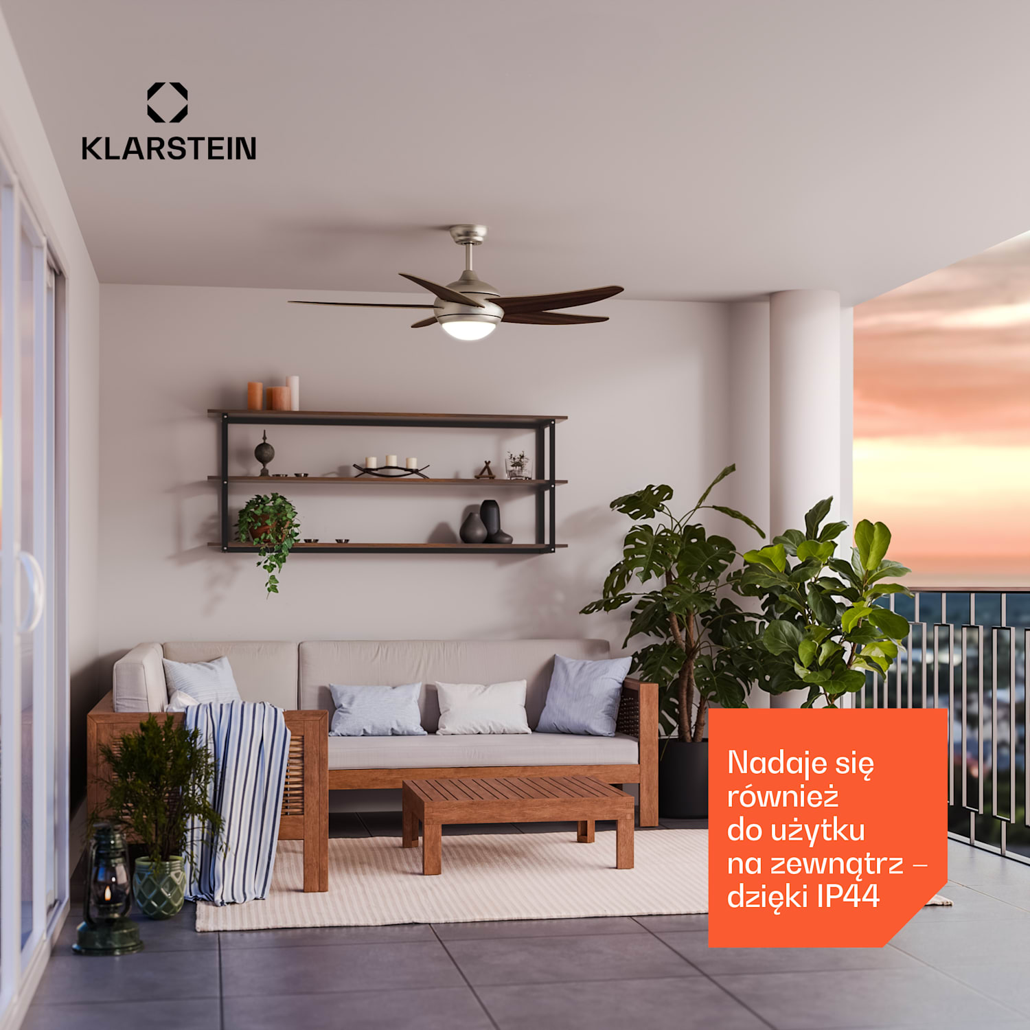 Bolero wentylator sufitowy z lampą | 132 cm | 35 W | cichy | drewno 132 cm (pomieszczenia 13–25 m²) | Zdalne sterowanie | Orzech Włoski