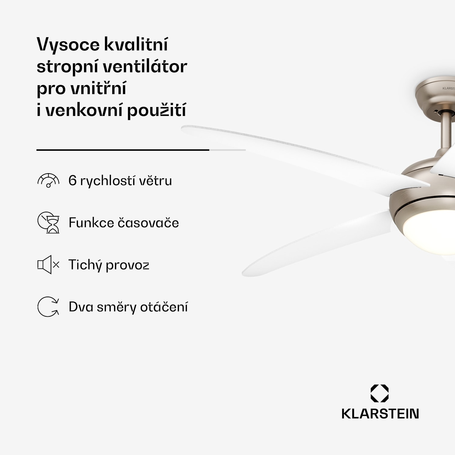 Bolero stropní ventilátor se světlem | 132 cm | 35 W | Tichý chod | Dřevo 132 cm (místnosti 13–25 m²) | Dálkové ovládání | Bílá
