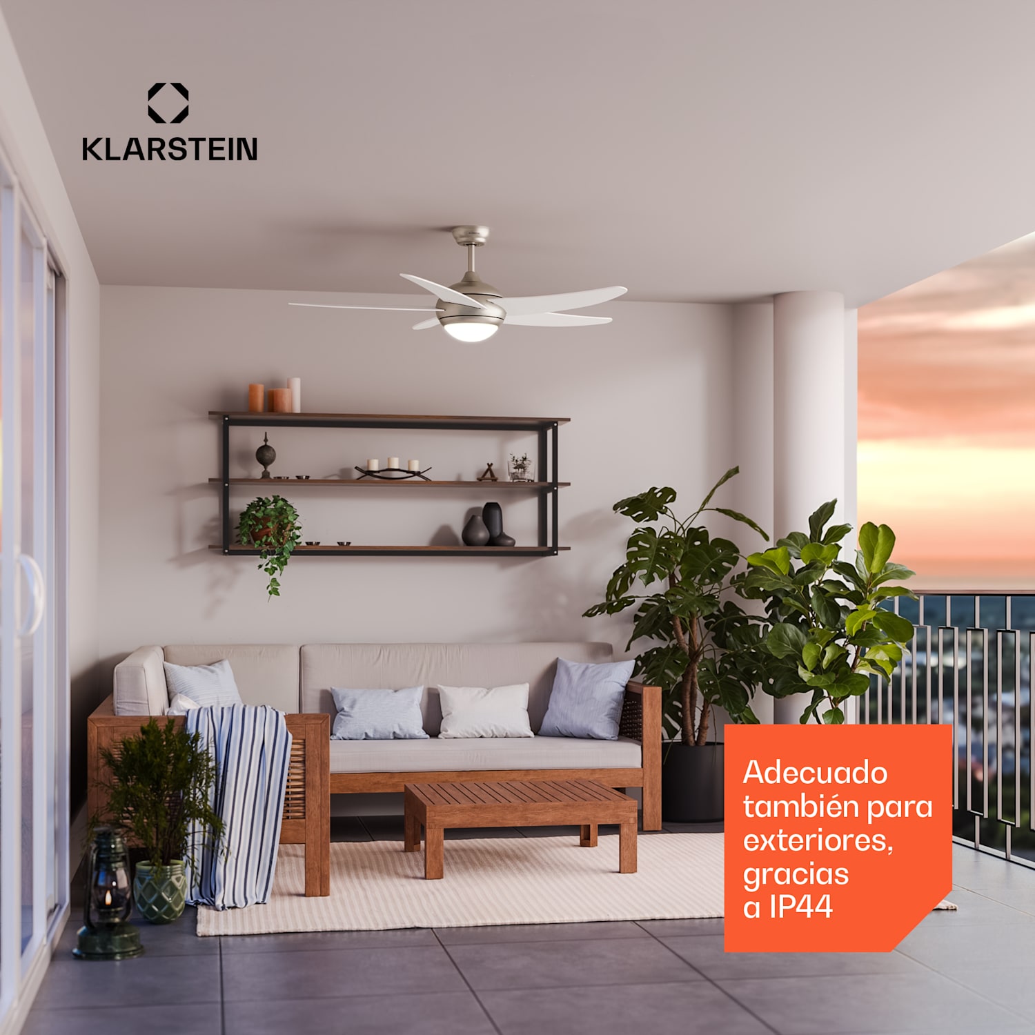 Ventilador de techo Bolero con luz | 132 cm | 35 W | Funcionamiento silencioso | Madera 132 cm (habitaciones de 13 a 25 m²) | Mando a distancia | Blanco