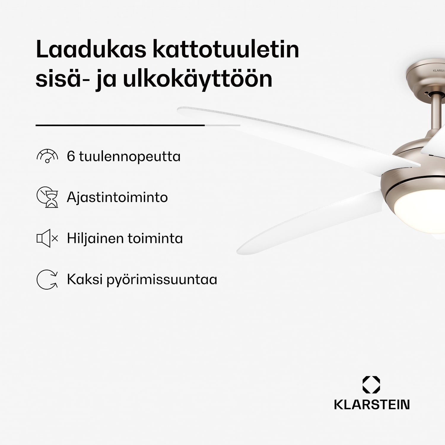 Bolero kattotuuletin valolla | 132 cm | 35 W | Hiljainen toiminta | Puu 132 cm (huoneet 13-25 m²) | Kaukosäädin | Valkoinen