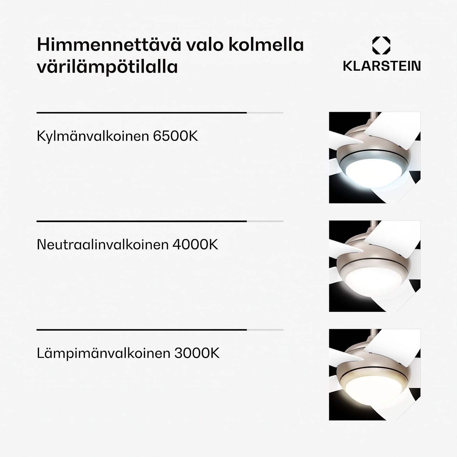 Bolero kattotuuletin valolla | 132 cm | 35 W | Hiljainen toiminta | Puu 132 cm (huoneet 13-25 m²) | Kaukosäädin | Valkoinen