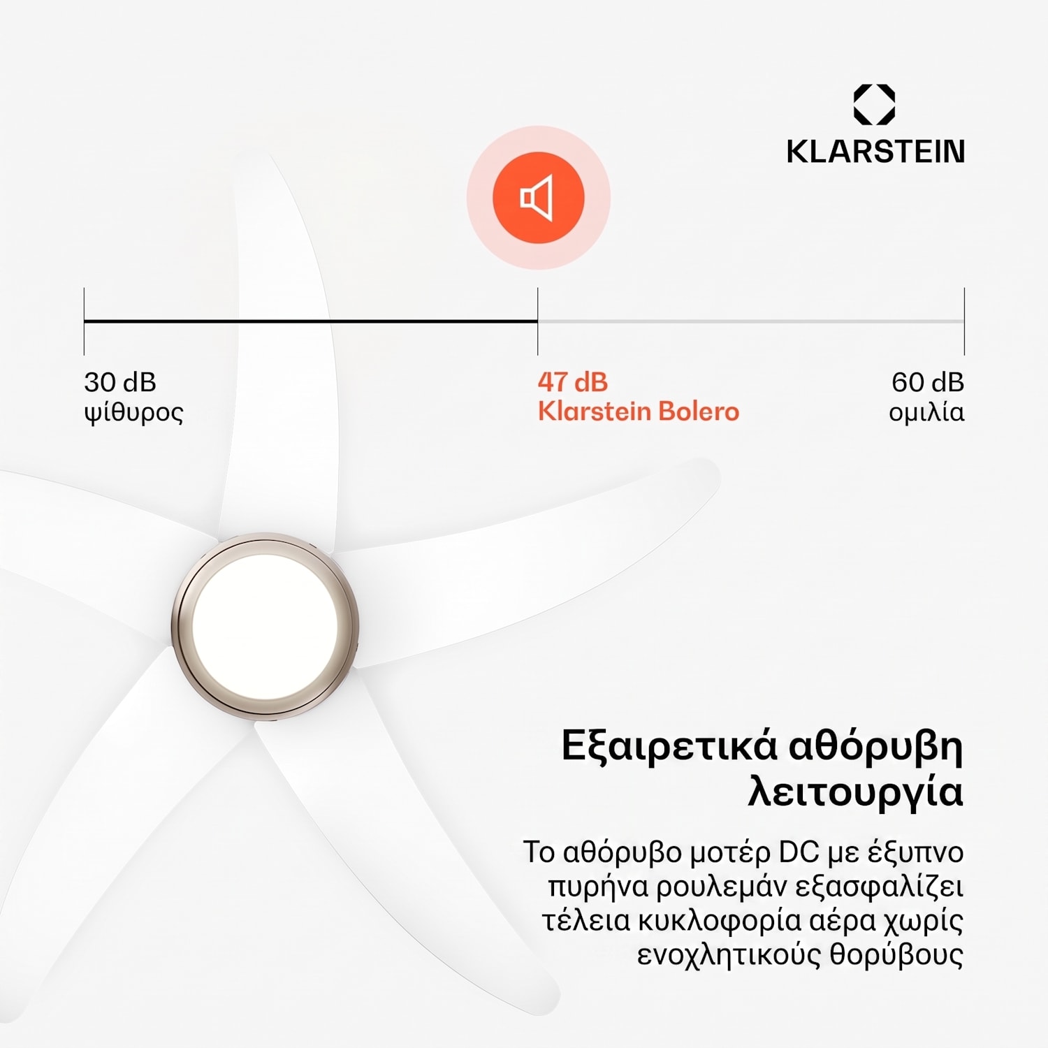Bolero ανεμιστήρας οροφής με φως | 132 εκ. | 35 W | Αθόρυβη λειτουργία | Ξύλο 132 cm (δωμάτια 13–25 m²) | Τηλεχειριστήριο | Λευκό