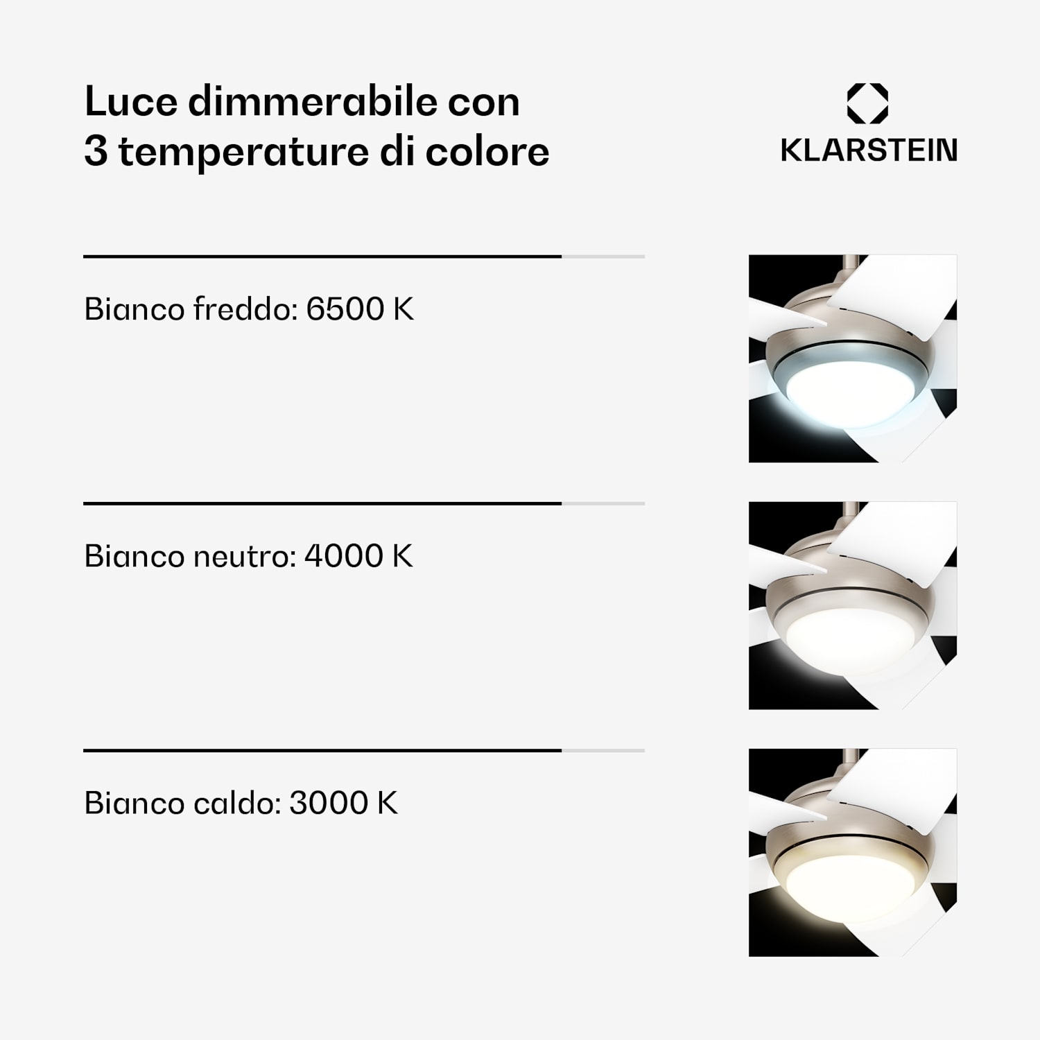 Ventilatore da soffitto Bolero con luce | 132 cm | 35 W | Funzionamento silenzioso | Legno 132 cm (stanze 13–25 m²) | Telecomando | Bianco