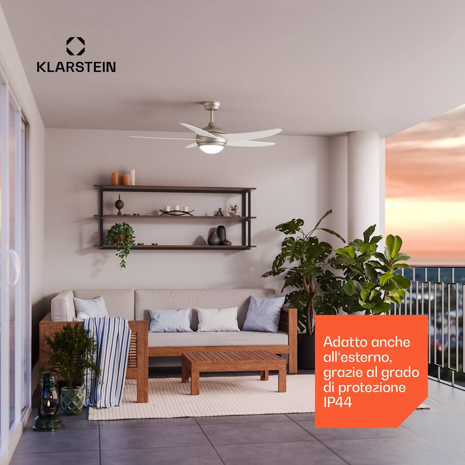 Ventilatore da soffitto Bolero con luce | 132 cm | 35 W | Funzionamento silenzioso | Legno 132 cm (stanze 13–25 m²) | Telecomando | Bianco