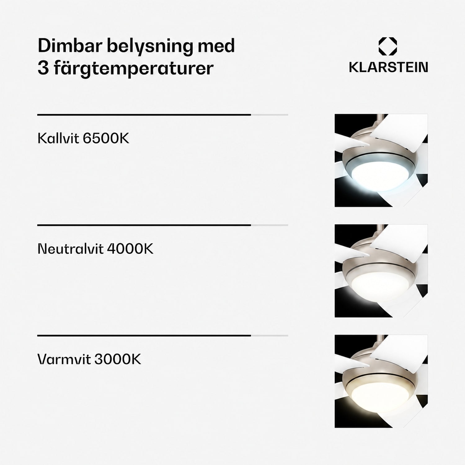 Bolero takfläkt med ljus | 132 cm | 35 W | Tyst drift | Trä 132 cm (rum 13–25 m²) | Fjärrkontroll | Vit