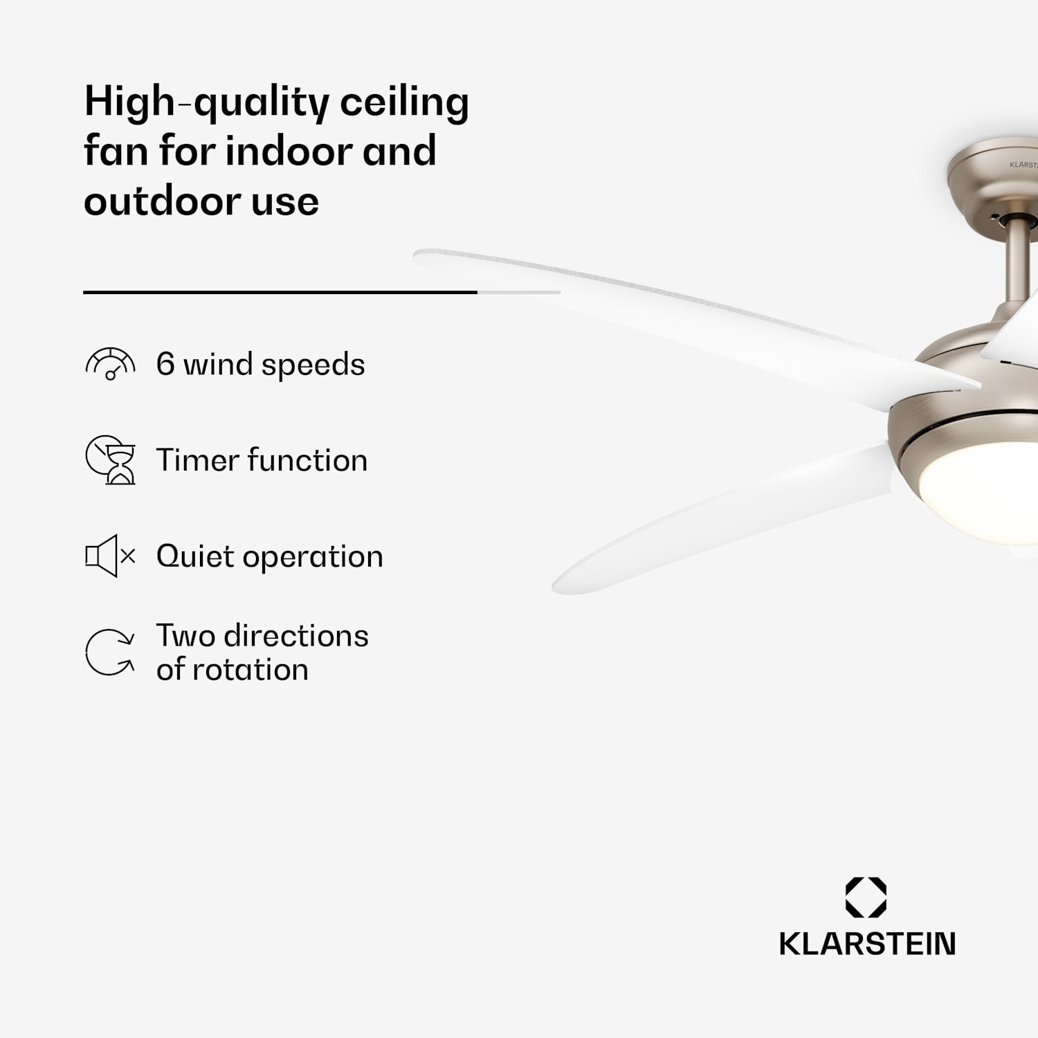 Bolero kattotuuletin valolla | 132 cm | 35 W | Hiljainen toiminta | Puu 132 cm (huoneet 13-25 m²) | Kaukosäädin | Valkoinen