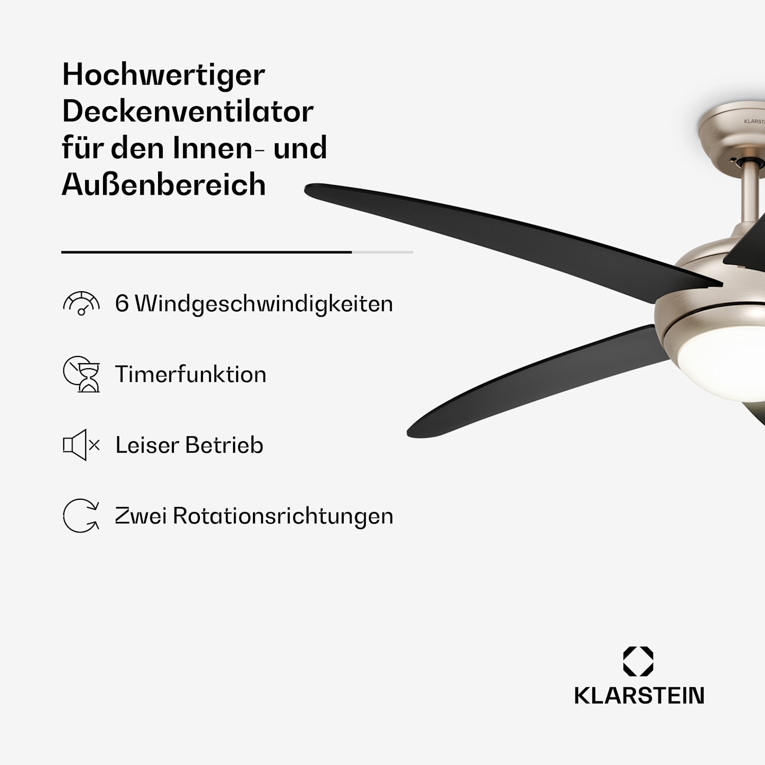 Bolero ventilateur de plafond avec éclairage | 132 cm | 35 W | Silencieux | Bois 132 cm (pièces de 13 à 25 m²) | Télécommande | Noir