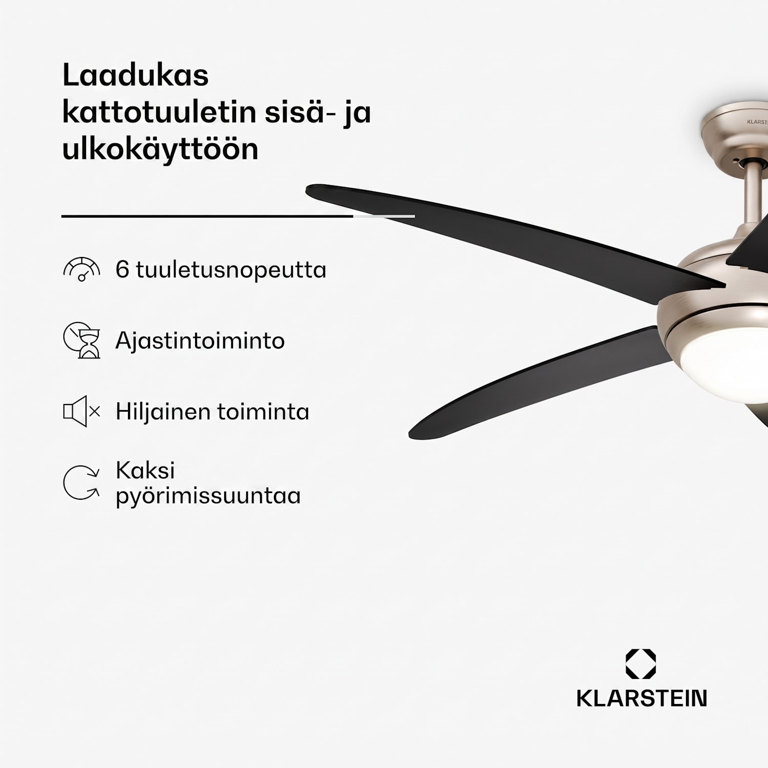 Bolero kattotuuletin valolla | 132 cm | 35 W | Hiljainen toiminta | Puu 132 cm (huoneet 13-25 m²) | Kaukosäädin | Musta
