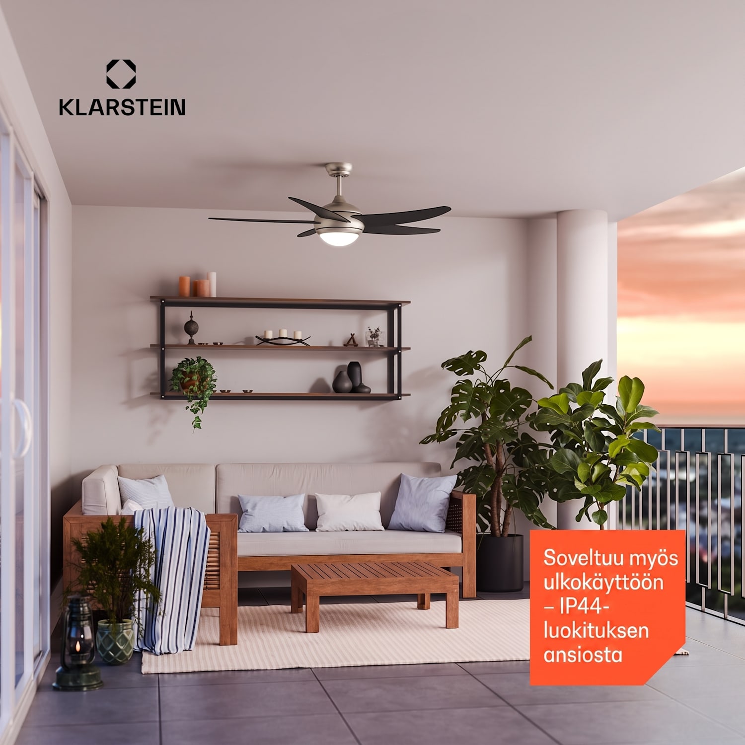 Bolero kattotuuletin valolla | 132 cm | 35 W | Hiljainen toiminta | Puu 132 cm (huoneet 13-25 m²) | Kaukosäädin | Musta