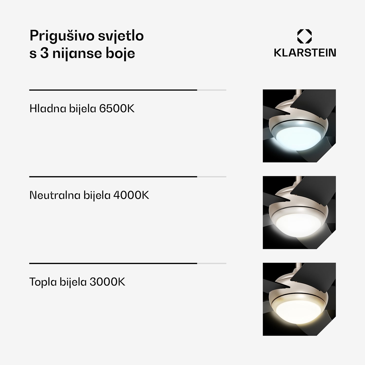 Bolero stropni ventilator sa svjetlom | 132 cm | 35 W | Tihi rad | Drvo 132 cm (sobe 13–25 m²) | Daljinski upravljač | Crna
